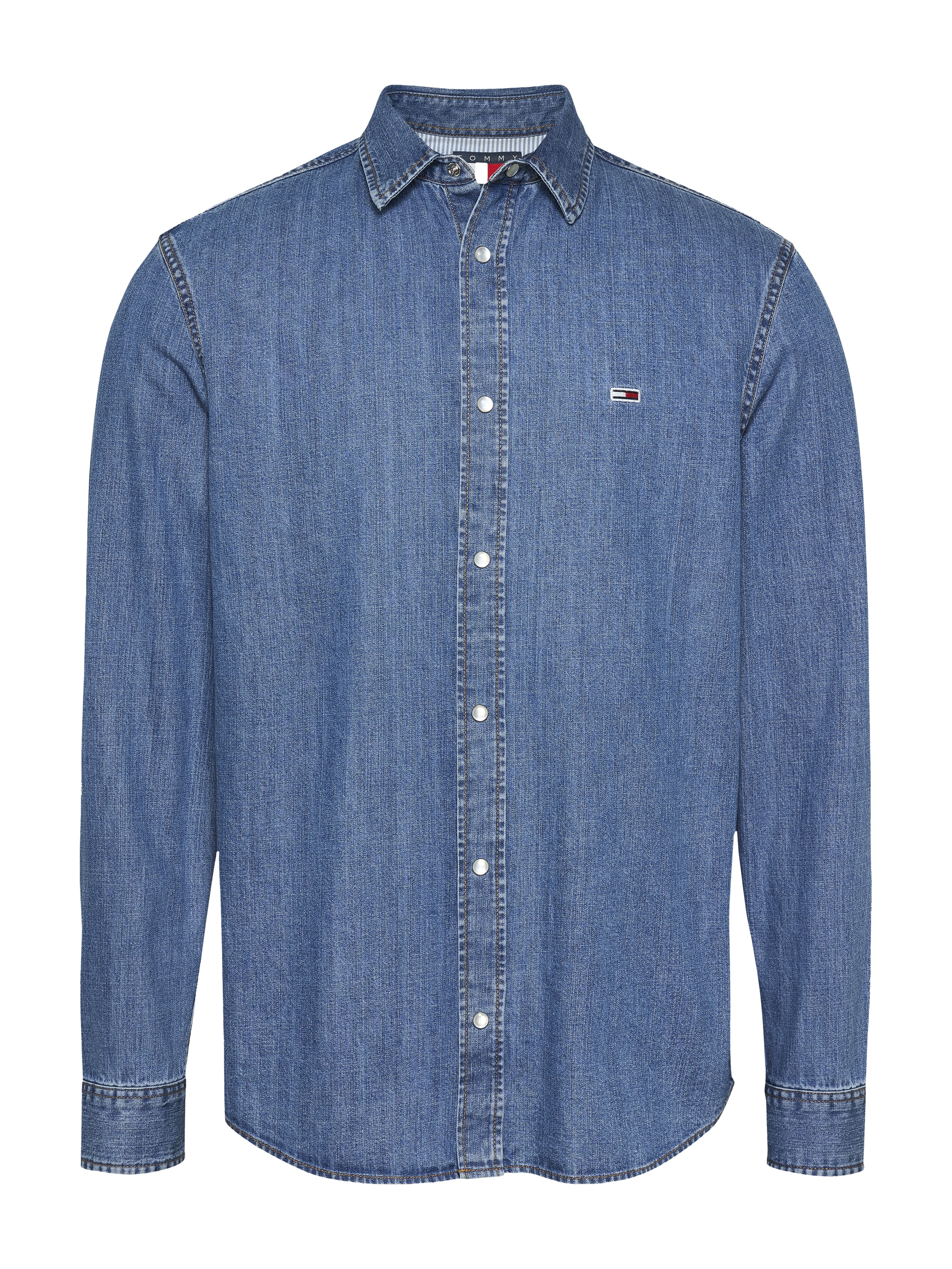 Tommy Jeans Jeanshemd »RGLR FIT SHIRT MID BLUE«, in blauer Waschung