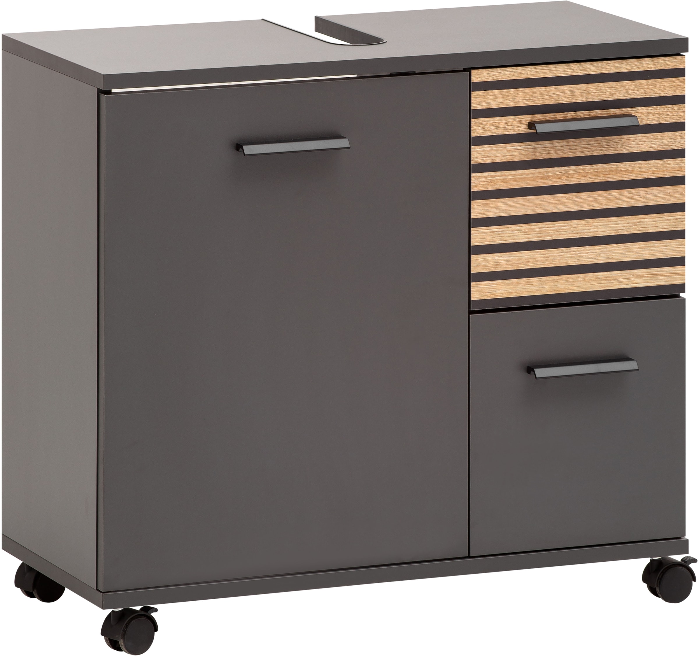 welltime Waschbeckenunterschrank "Katta, Breite 65 cm", Oberboden mit Sipho günstig online kaufen