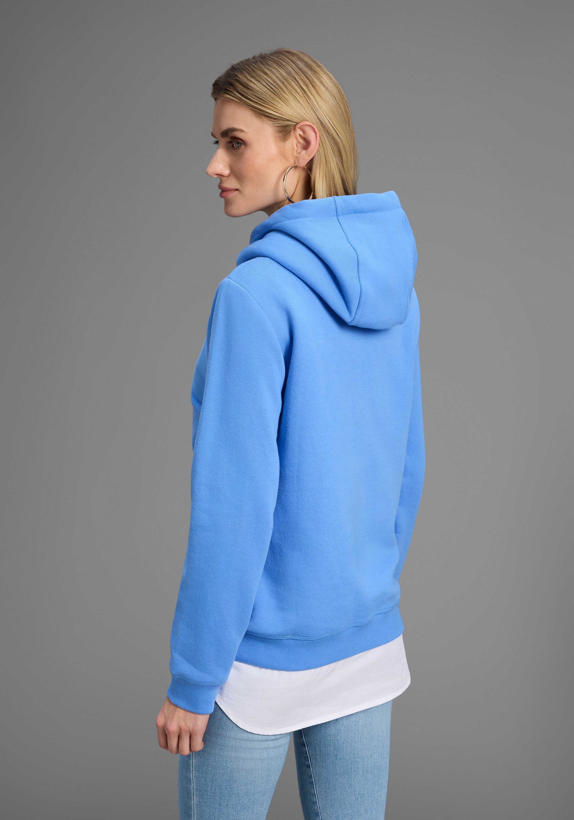 DELMAO Kapuzensweatshirt, Weiche Baumwollmischung mit Print, Kordel und maritimen Details
