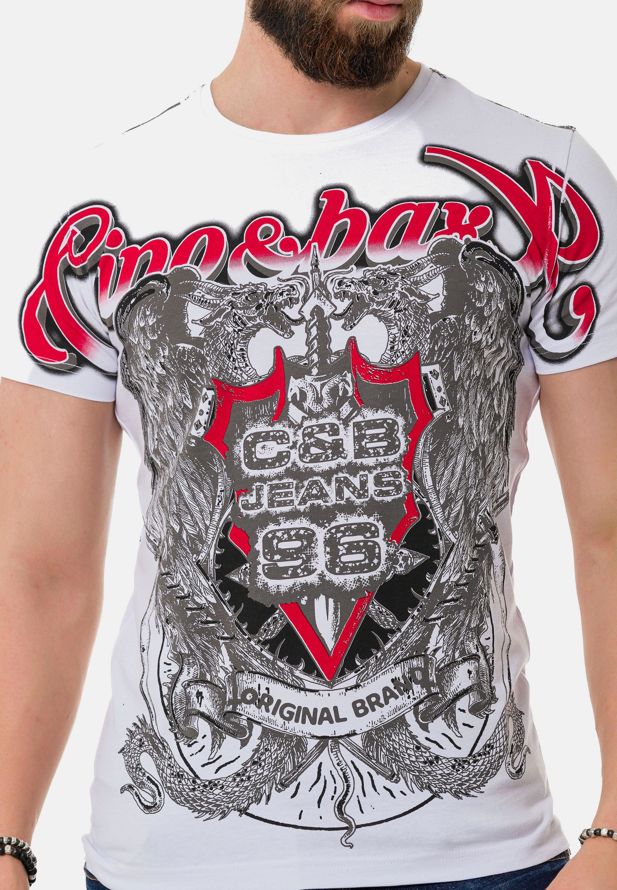 Cipo & Baxx T-Shirt »T-Shirt«, mit Schattenmuster auf der Vorder-und Rückseite