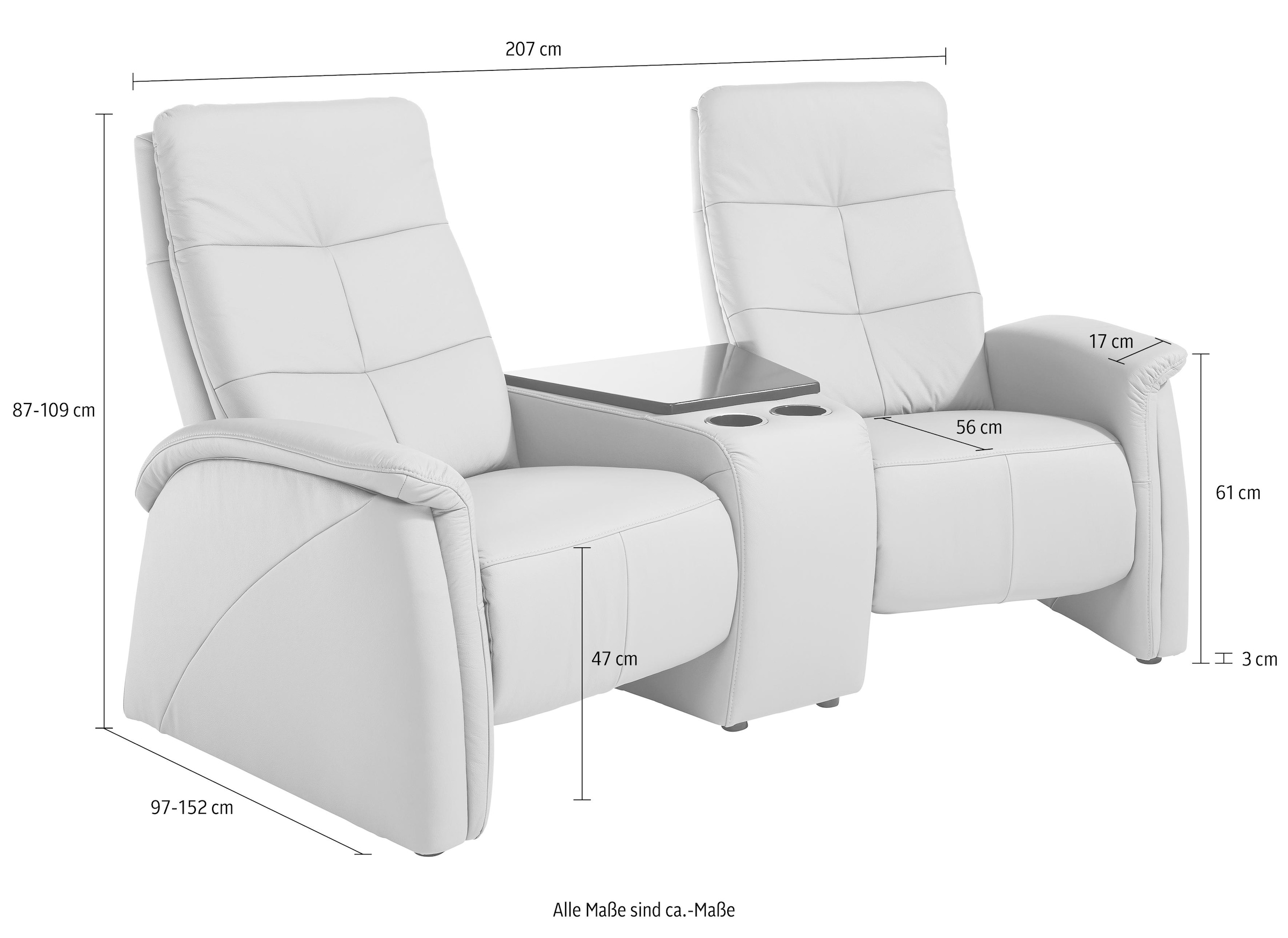 exxpo - sofa fashion 2-Sitzer »Tivoli, Kinosofa, bequem,«, mit Relaxfunktion, integrierter Tischablage und Stauraumfach