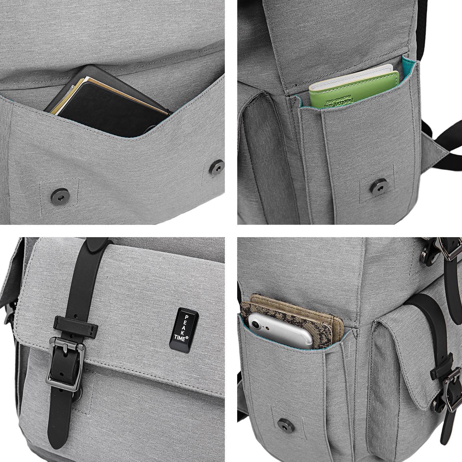 PEAK TIME Tagesrucksack »PT-301«, stylischer urbaner Rucksack mit Zierschnallen