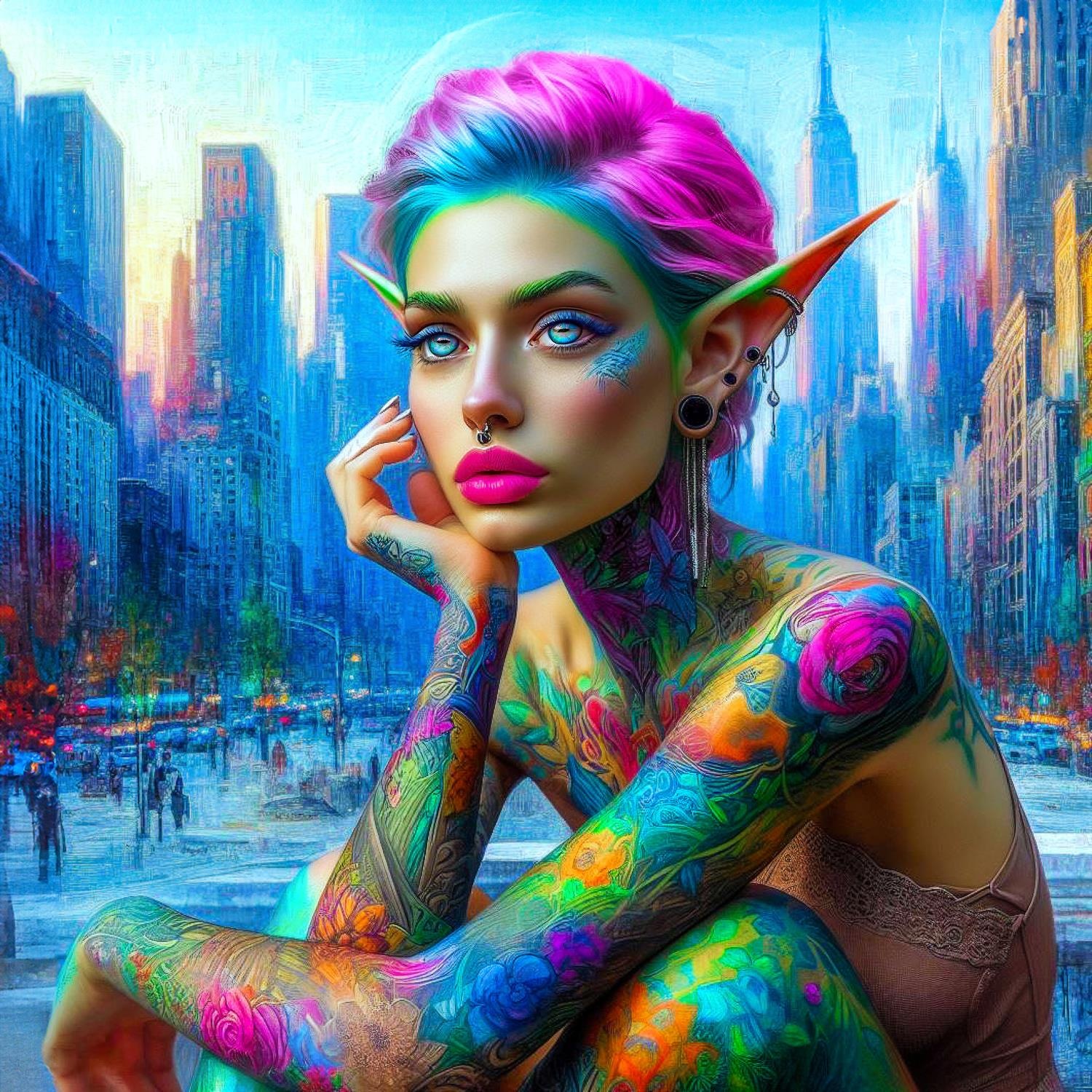 queence Acrylglasbild "Stadtelfen - Katharina Kolenda", Frau-Fantasy-Amerik günstig online kaufen