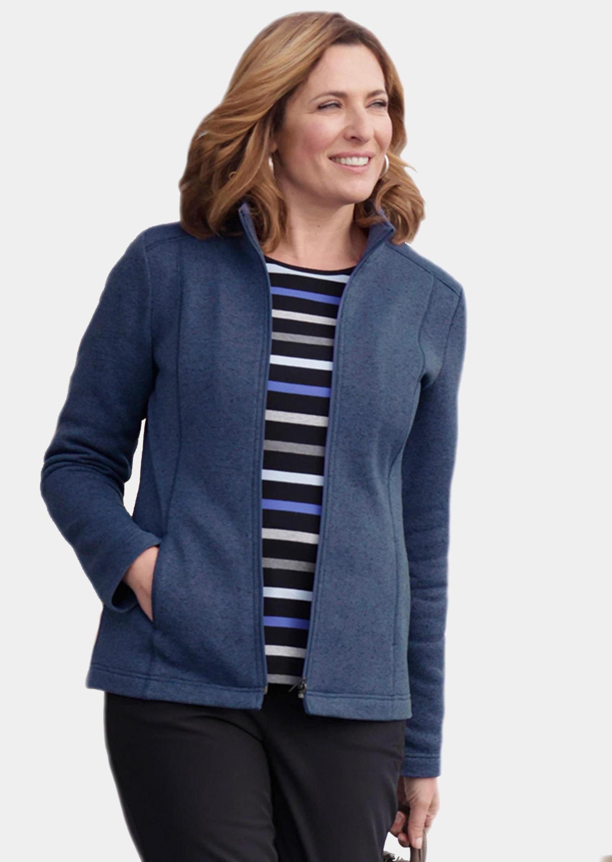 Thumbnail - GOLDNER Fleecejacke "Kurzgröße Kuschelweiche Strickfleece-Jacke" Kuschelweiche Innenseite