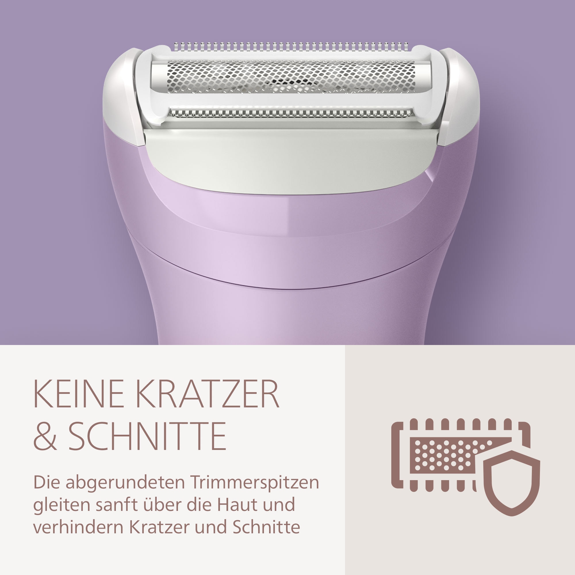 Philips Elektrorasierer »Lady Shaver Series 6000«, 3 St. Aufsätze, kabelloser Rasierer, nass und trocken, inkl. Trimmeraufsatz