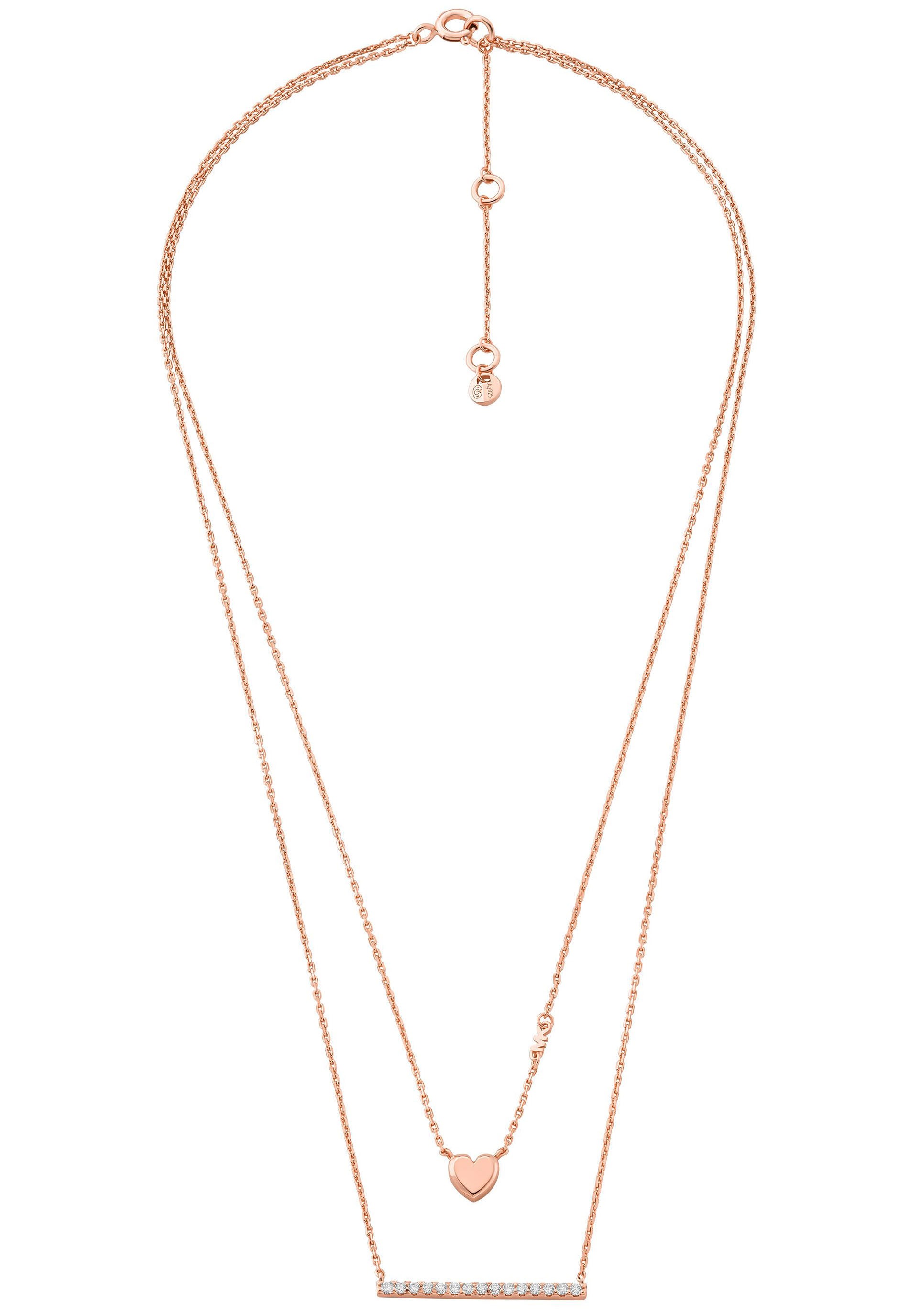 MICHAEL KORS Kette mit Anhänger »PREMIUM, DOUBLE LAYER HEART, MKC1675CZ791«, mit Zirkonia (synth.)