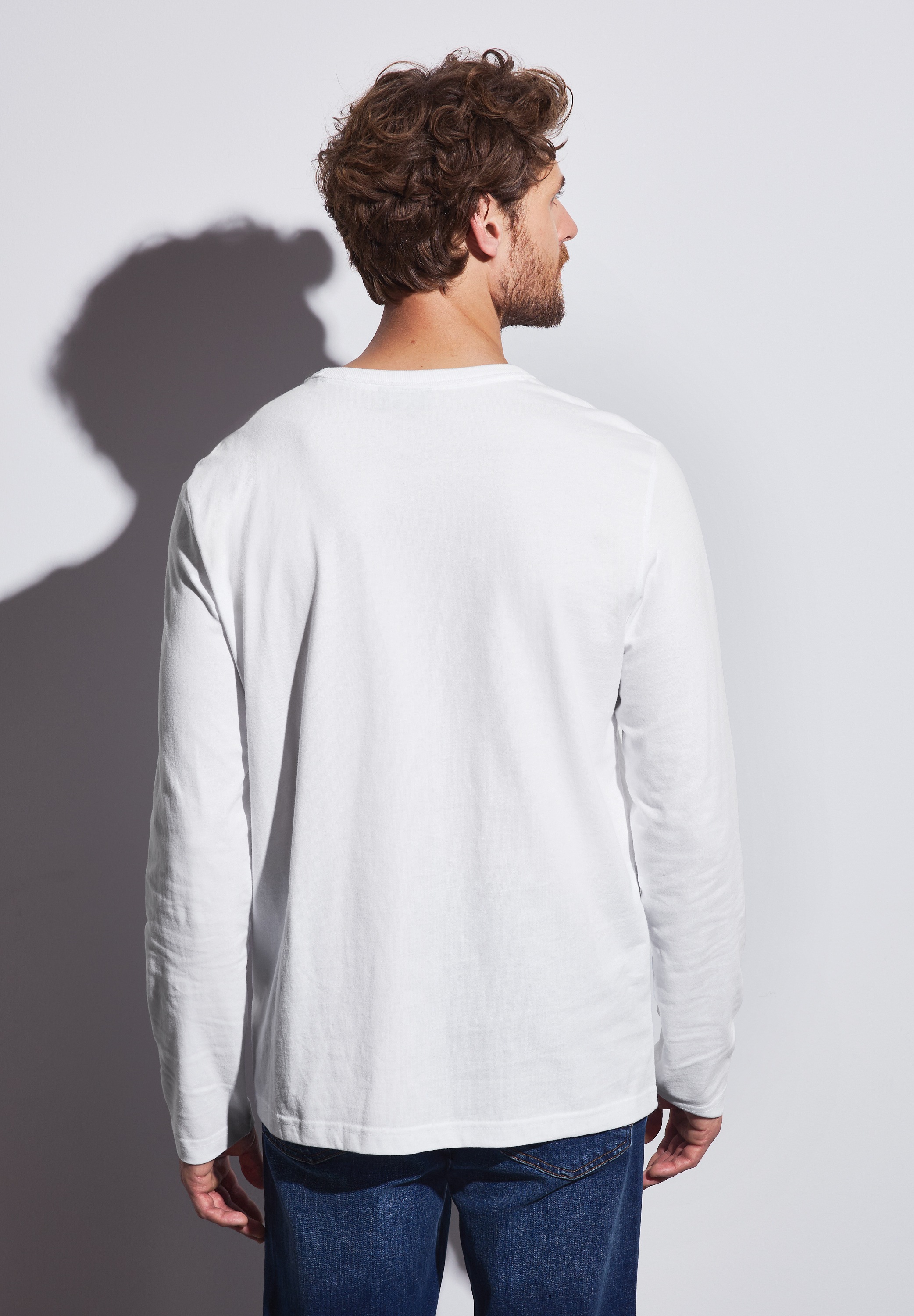 STREET ONE MEN Langarmshirt, aus reiner Baumwolle