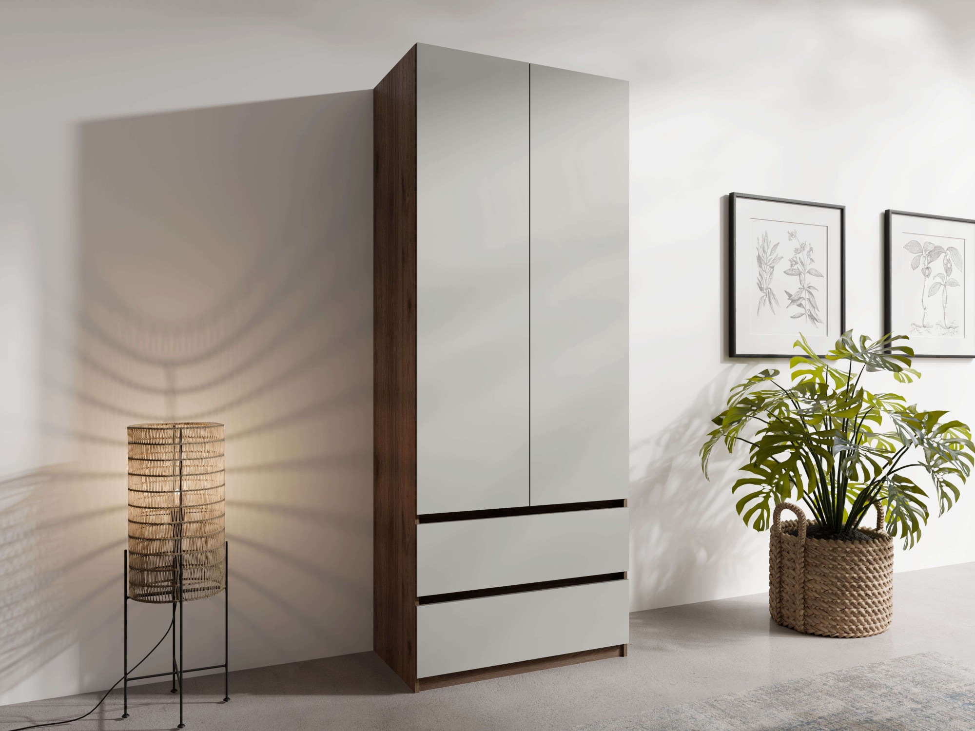 Home affaire Kleiderschrank »GERMO mit 1 Einlegeböde, 2 Schubladen, 1 Kleiderstange, 90/51/230cm«, Garderobe mit 2 Drehtüren, Wäscheschrank mit viel Stauraum