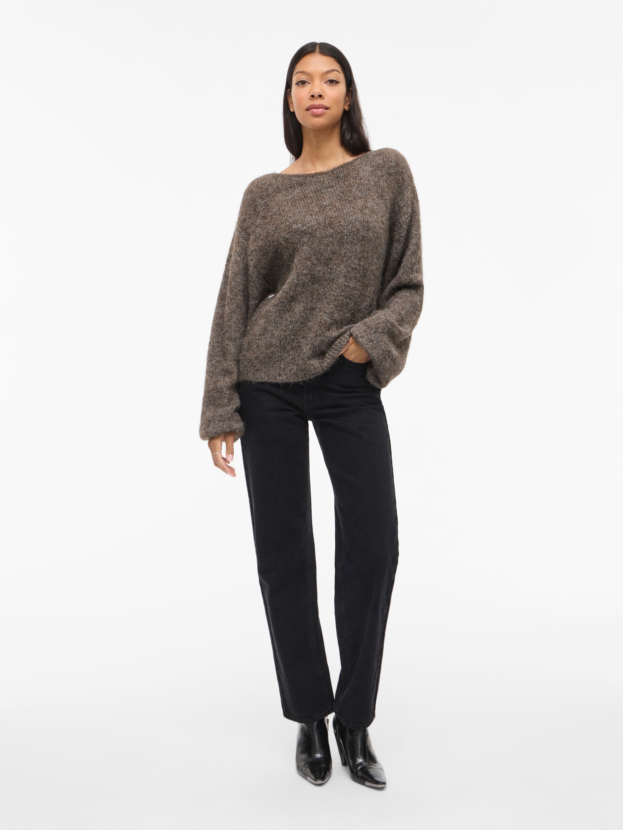 Vila Strickpullover »VIMARLEY L/S KNIT PULLOVER- NOOS« Materialmix, regular fit