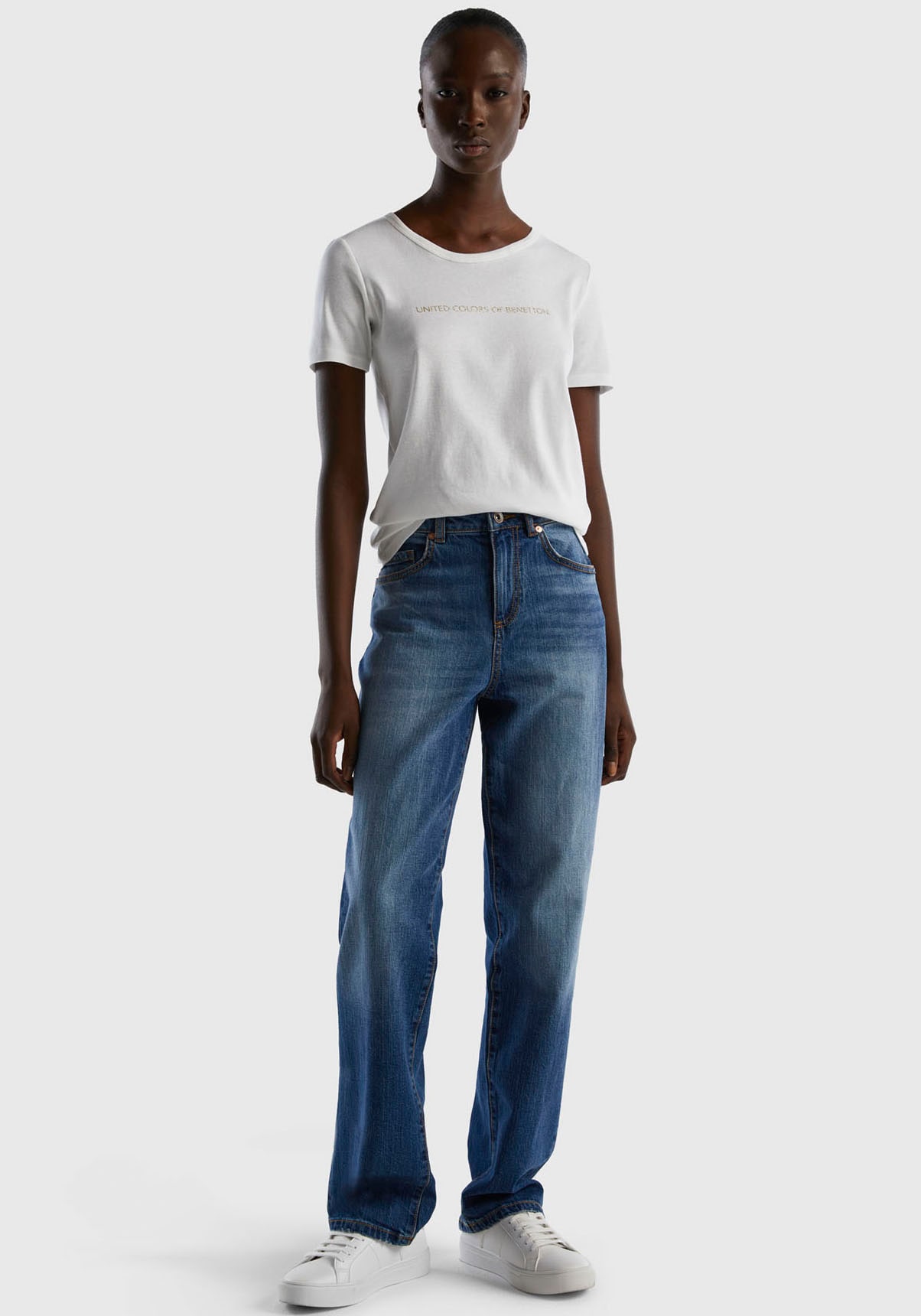 United Colors of Benetton T-Shirt, 1 Stk. mit glitzerndem Druck günstig online kaufen