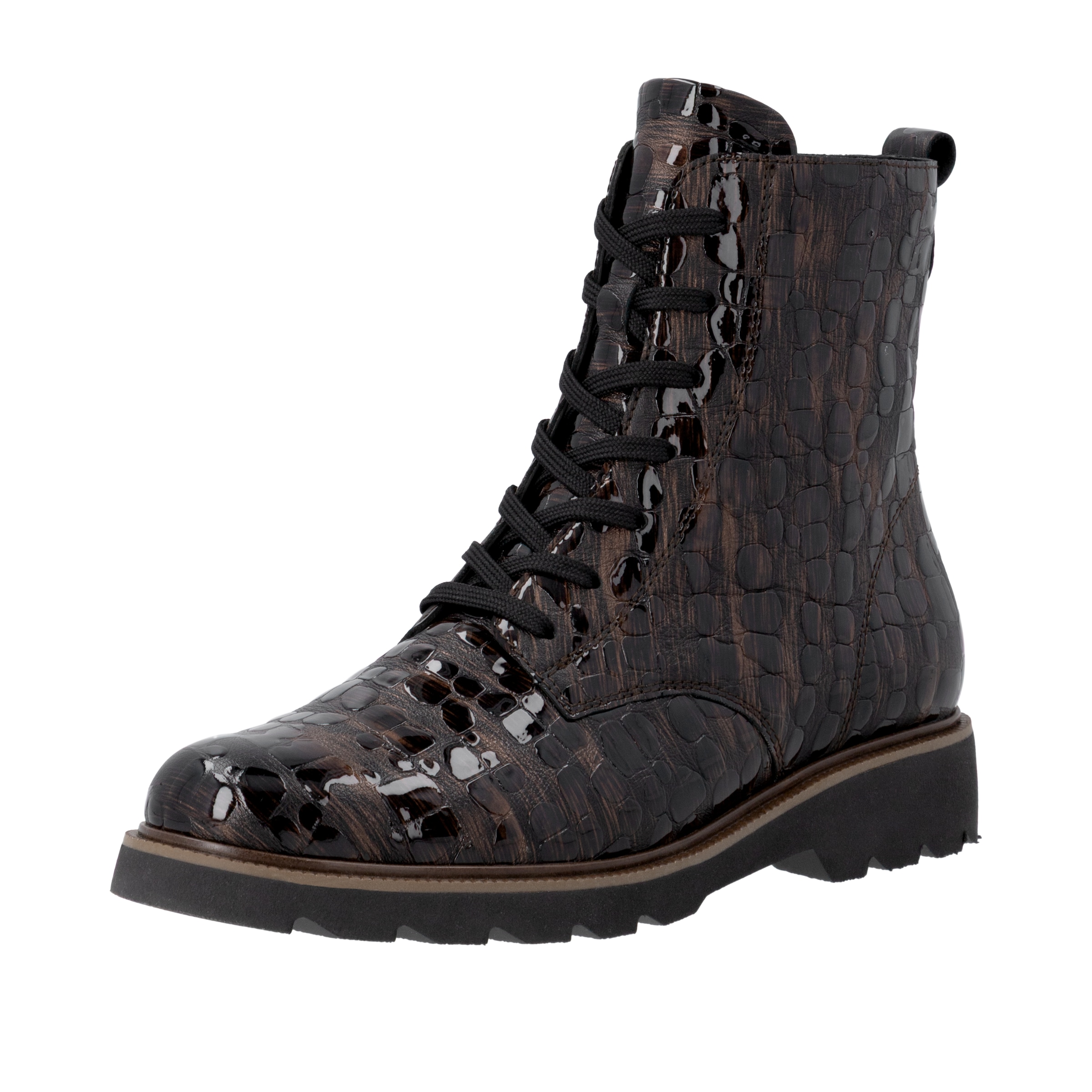 Schnürstiefelette REMONTE, Damen, Gr. 38, braun (braun kombiniert), Leder, Schuhe Schnürstiefelette, Schnürboots in modischer Optik, Profilsohle