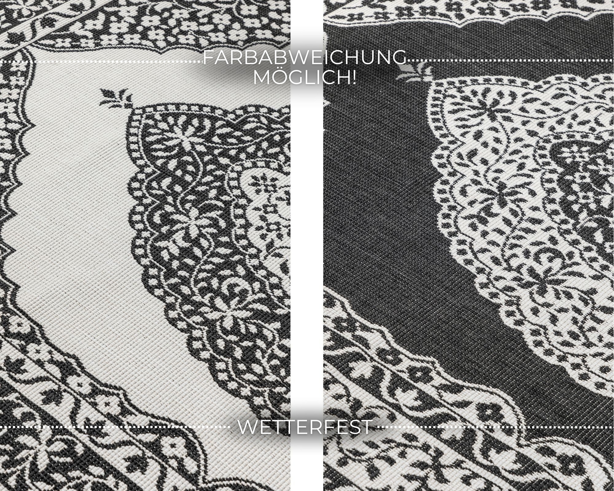 Teppich ELLE DECORATION "Meekly Wendeteppich", schwarz, B:120cm H:5mm L:170cm, Polypropylen, Teppiche, Teppich, Flachgewebe, In-& Outdoor, Modern, beidseitig, Balkon, Wohnzimmer 3