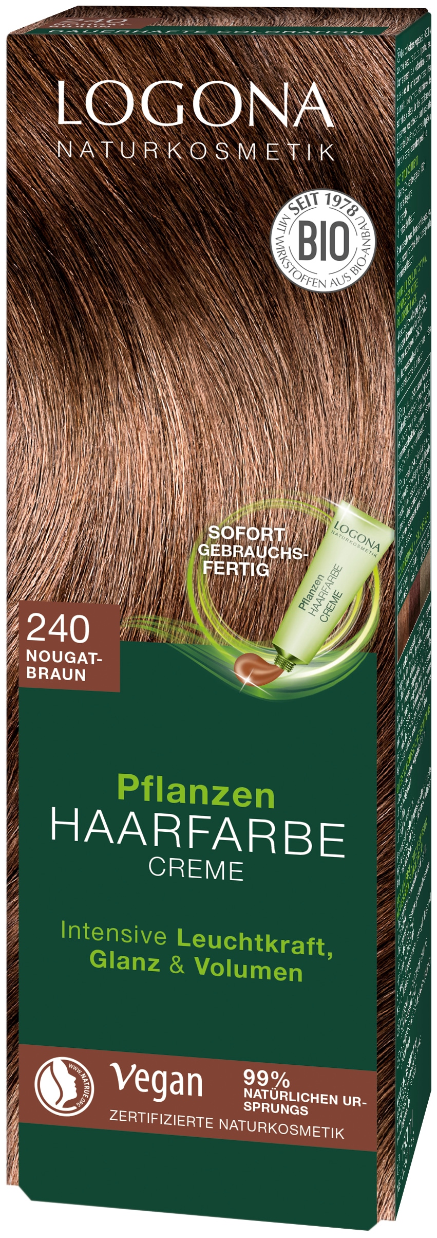 Logona  240 Nougatbraun Coloration "Pflanzen-Haarfarbe Creme" Sofort Gebrauchsfertige Creme Für Alle Haartypen Mit Creme-Textur von Baur - Image 1