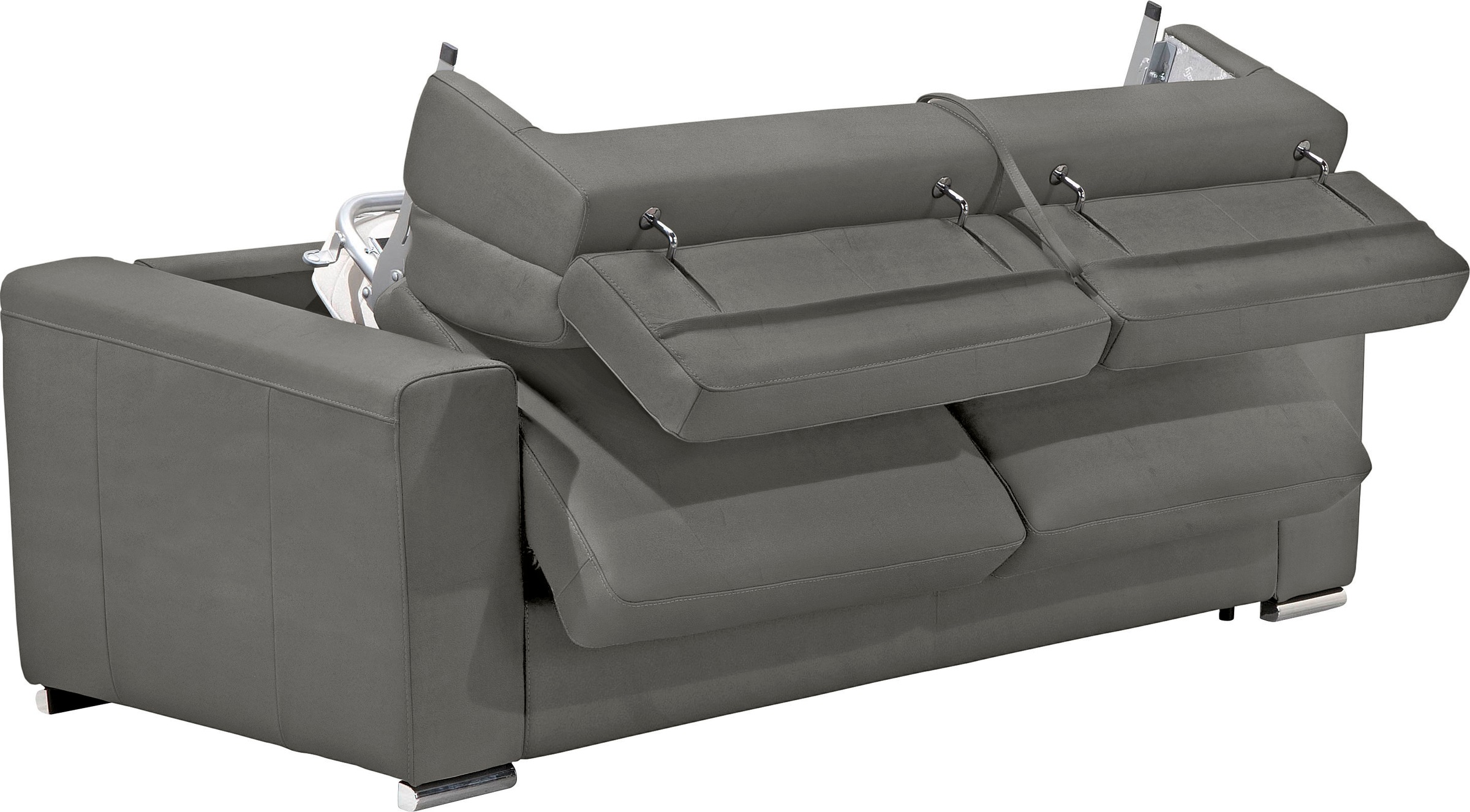 Egoitaliano Schlafsofa »Cabiria, Design und super Sitz- und Liegekomfort«, Sofa inkl. Schlaffunktion, Kopfteile verstellbar, mit Metallfüßen