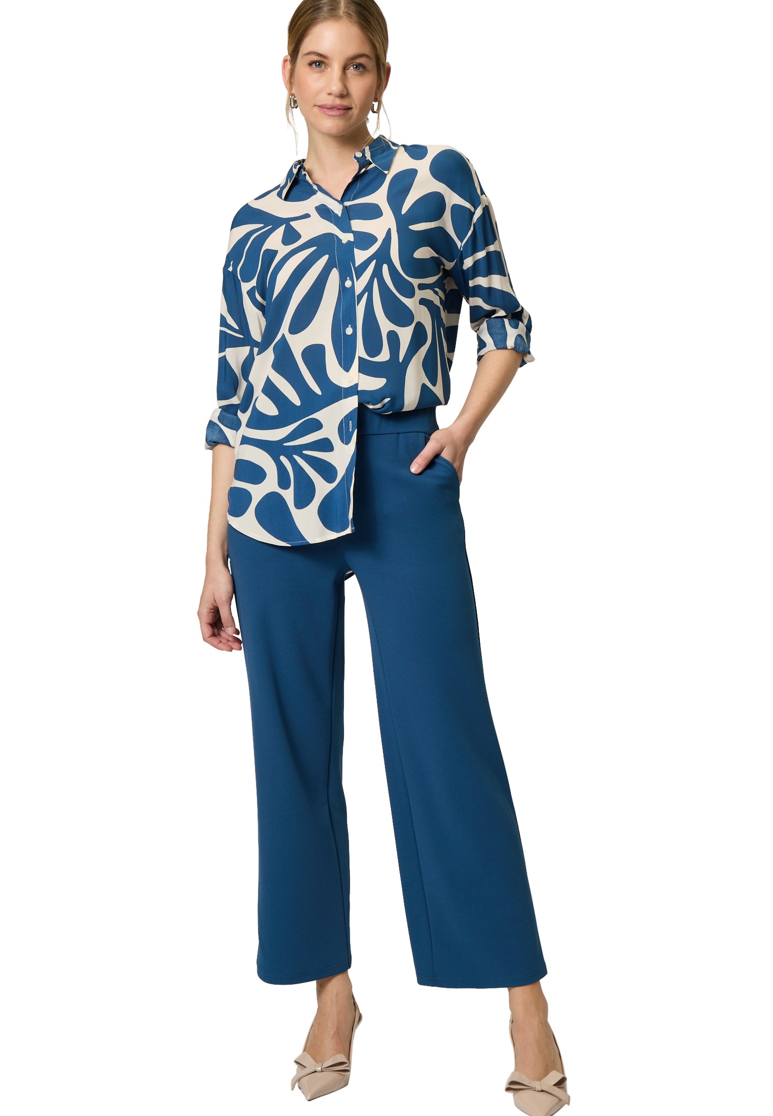 Zero Schlupfbluse »zero Oversized-Bluse mit Blattmuster«