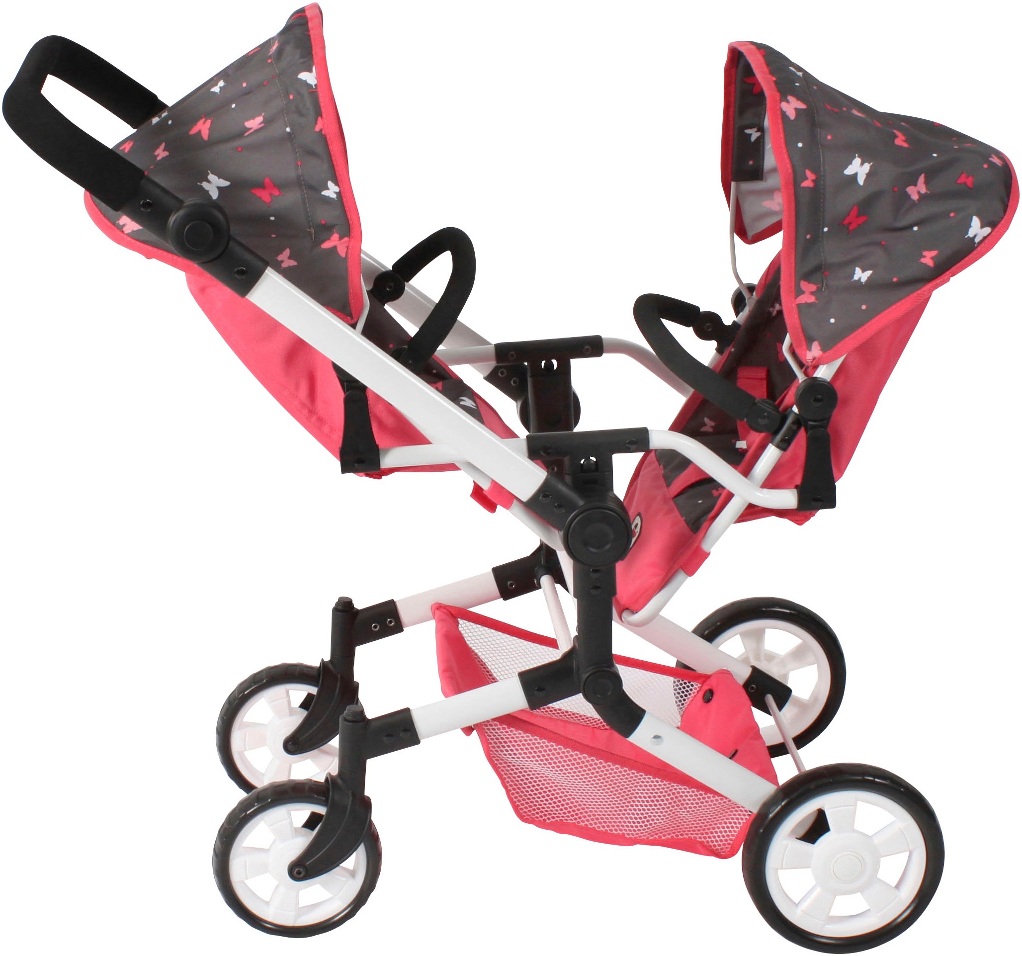 CHIC2000 Puppen-Zwillingsbuggy »Linus Duo, Butterfly«, mit zwei abnehmbaren, bis in Liegeposition verstellbaren Sportsitzen