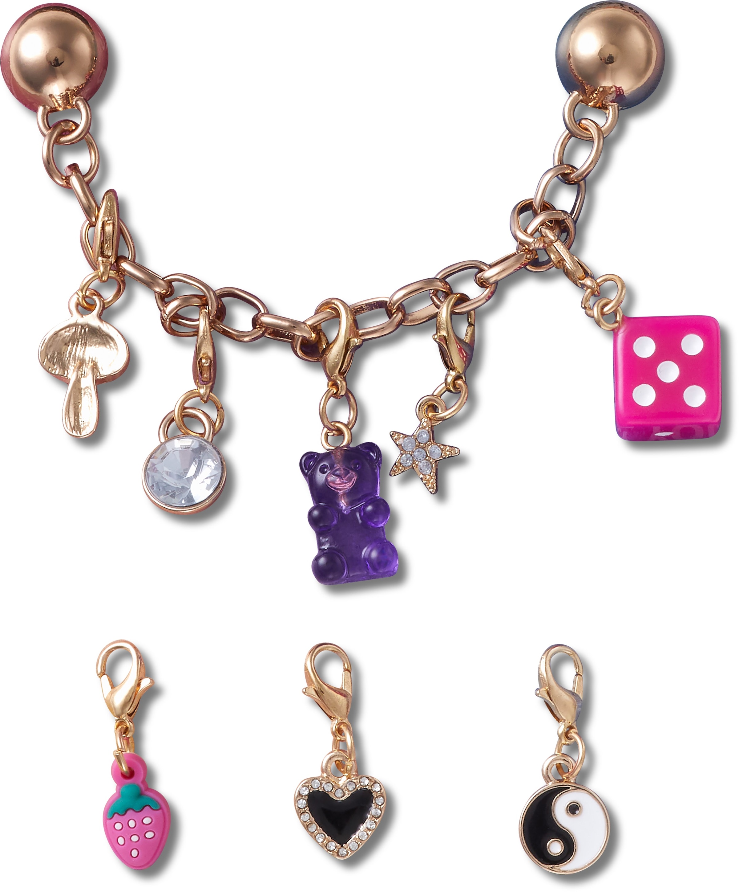 Crocs Schuhanstecker "Jibbitz™ "Custom Charm Chain"" Set, Kein Spielzeug. Nicht für Kinder unter 3 Jahren geeignet, 5 Stk., Schuh-Dekoration mit Charm-Kette und Anhängern