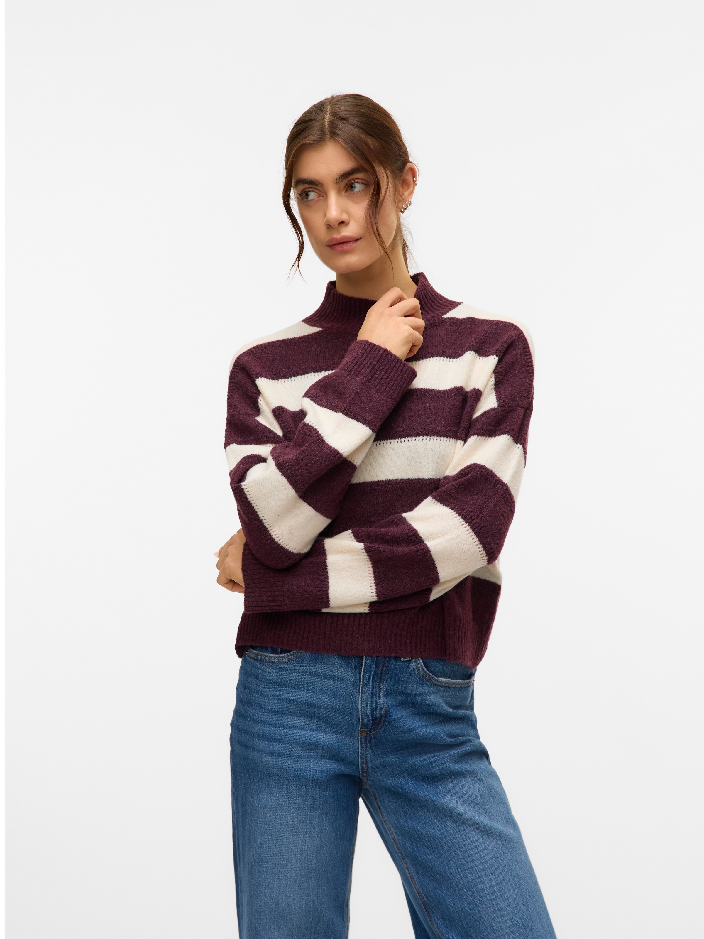 Vero Moda Strickpullover "VMINEZ LS HIGHNECK SHORT PULLOVER BOO" günstig online kaufen