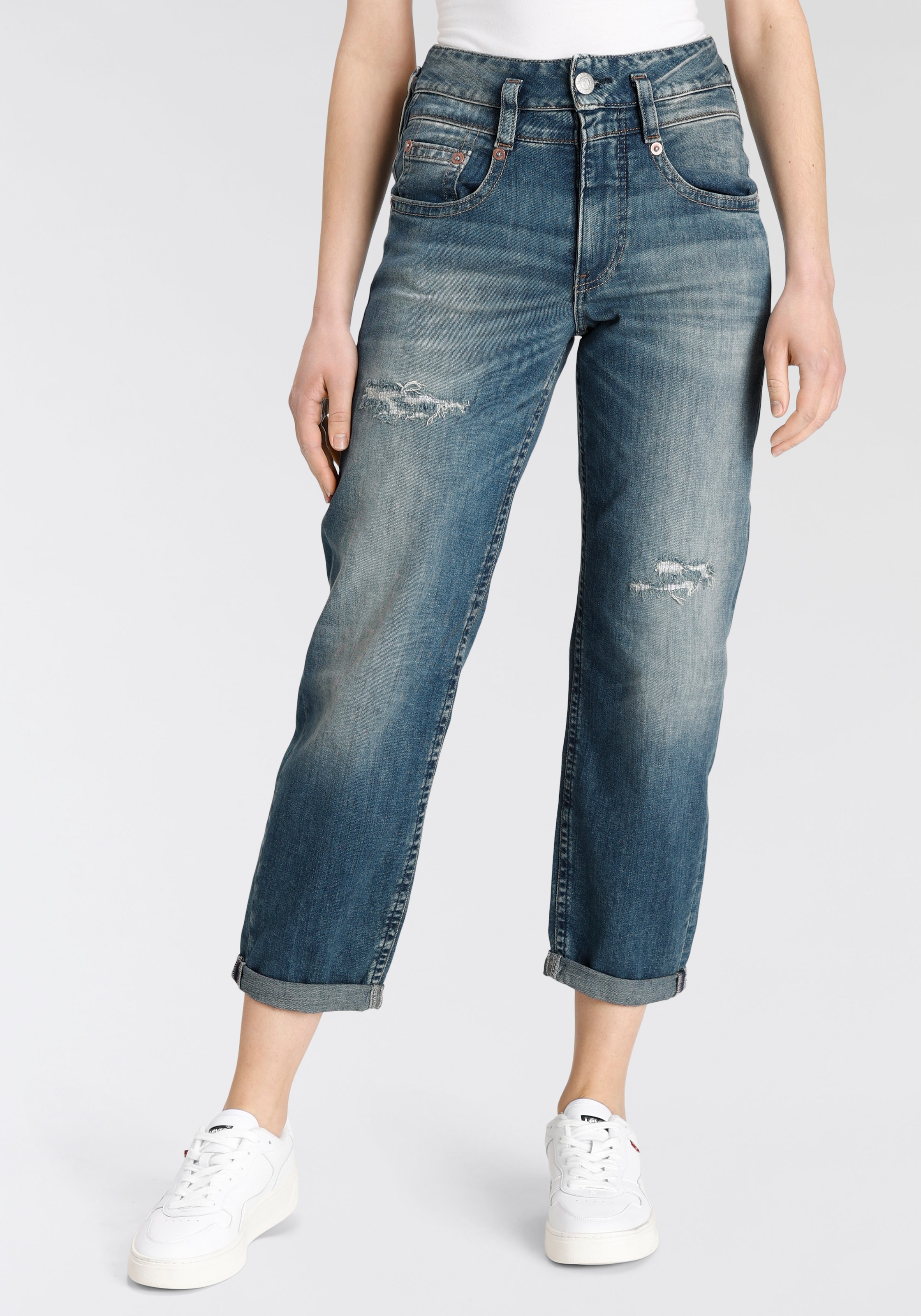 Herrlicher Boyfriend-Jeans »Jeans Pitch HI Tap Organic Denim«, Abriebeffekte, Vintage, umweltfreundlich dank Kitotex Technology