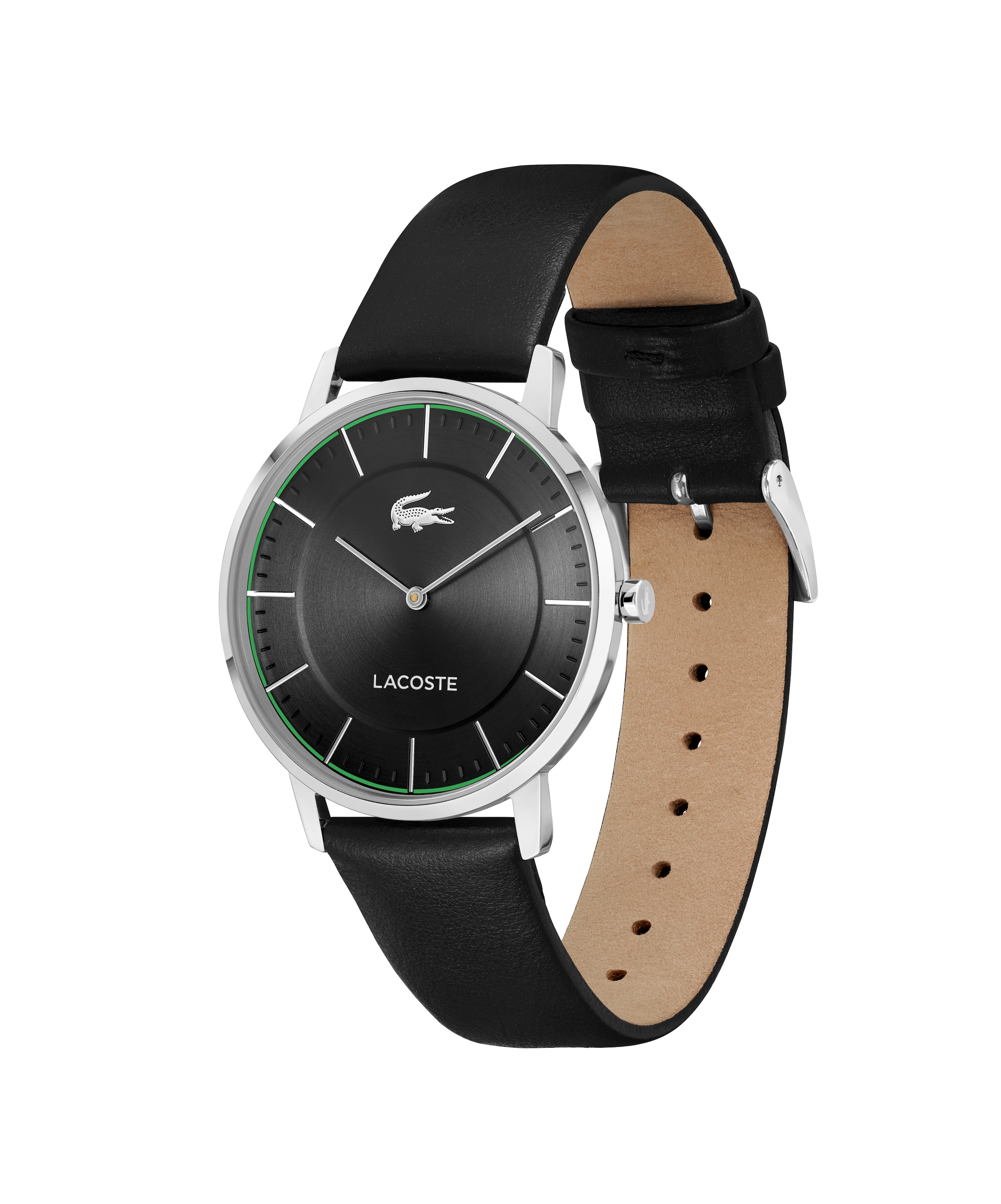 Lacoste Quarzuhr »CROCORIGIN«, Armbanduhr, Herrenuhr, Lederarmband, analog, Glassteine