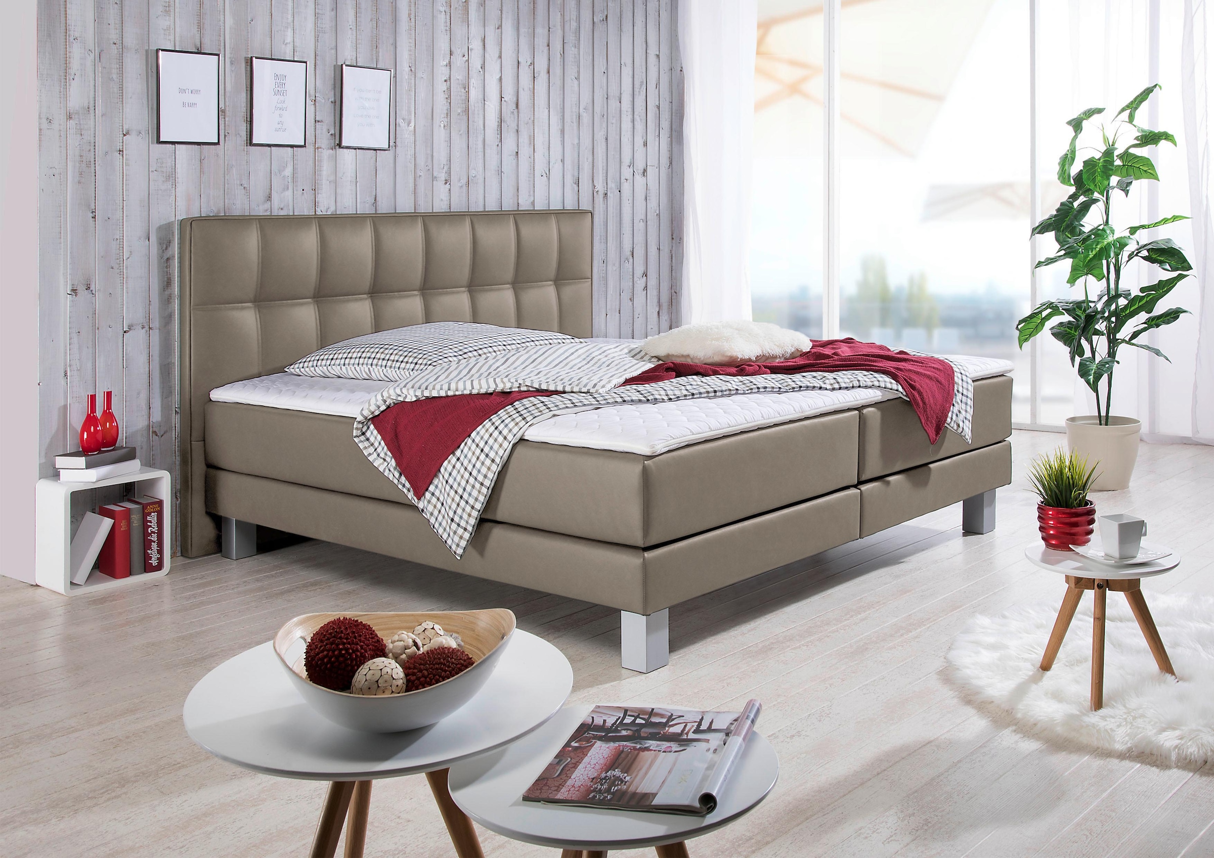 INOSIGN Boxspringbett "Tavira", in 4 Breiten, 4 Farben und 3 Matratzenarten günstig online kaufen