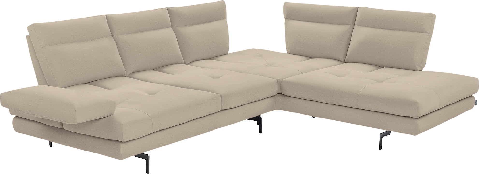 CALIA ITALIA Ecksofa »Toby Wing, L-Form, Designsofa mit sensationellem Sitzkomfort«, Sitztiefenverstellung, funktionale Ecke, Füße in schwarz matt