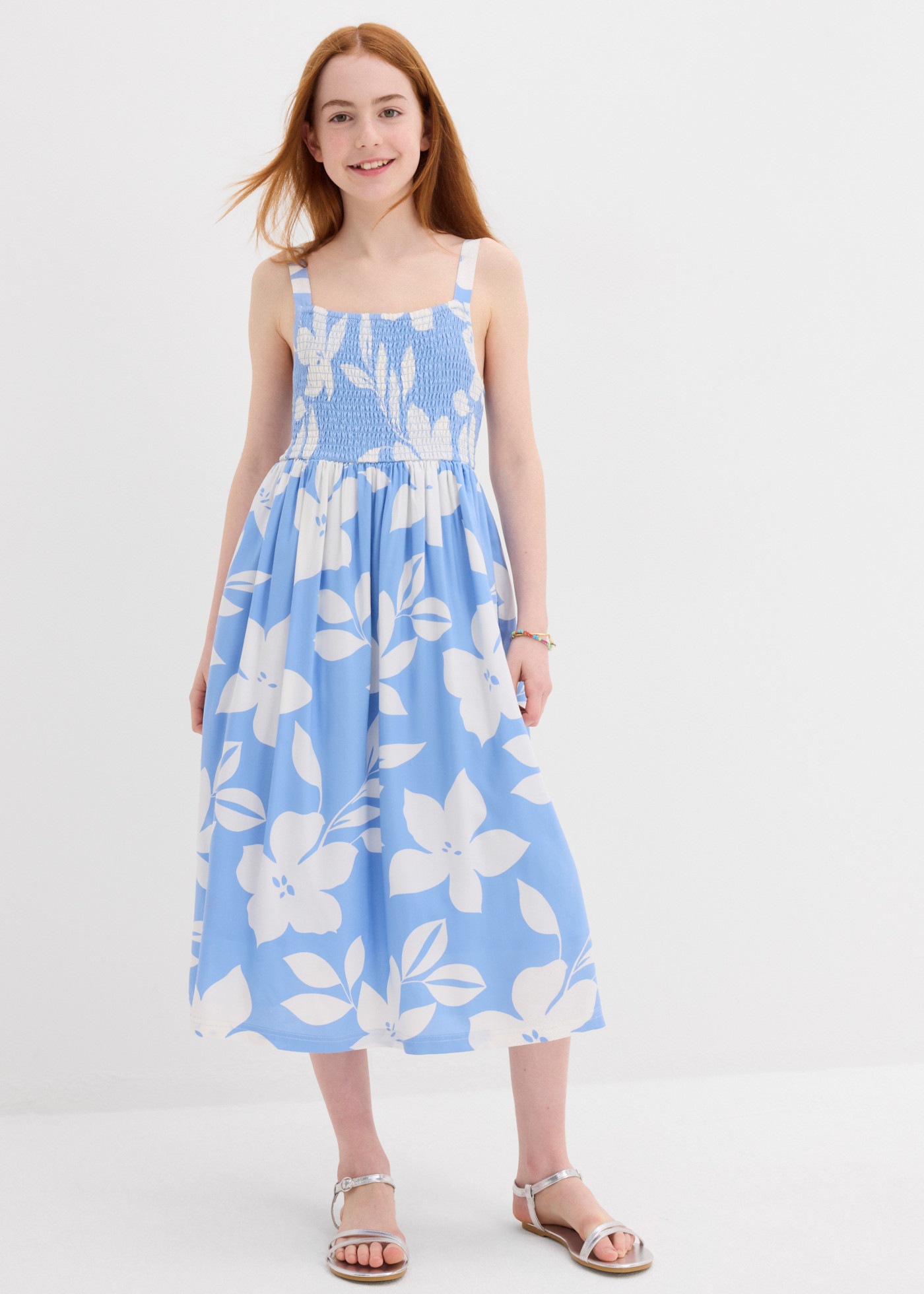 bonprix Midikleid knieumspielende Länge, mit süßem Print, aus weichem Viskose-Stoff