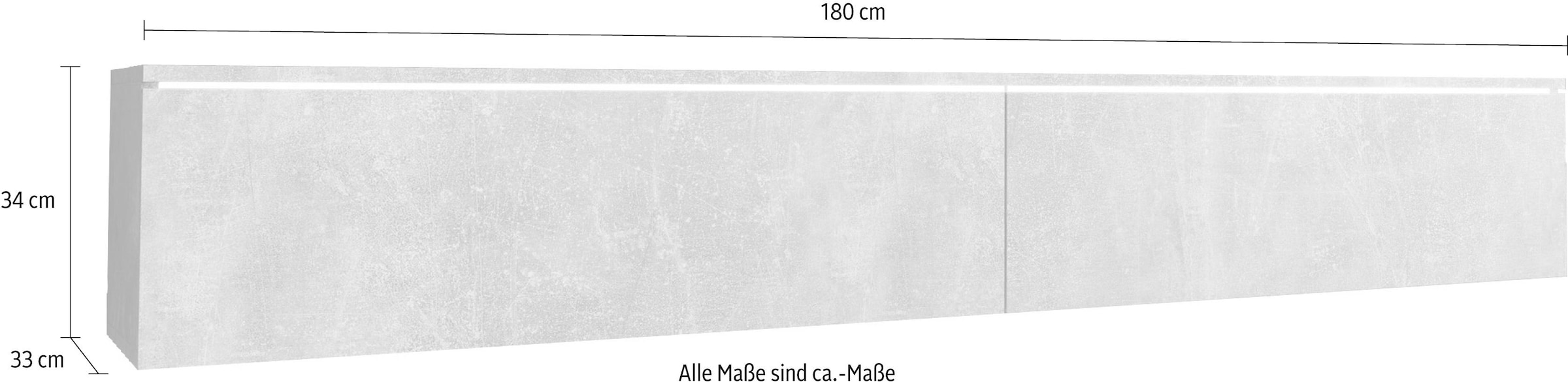 INOSIGN Lowboard »LOWBOARD VERA, wahlweise mit oder ohne Beleuchtung«, Modernes griffloses TV-Board, 180 cm TV-Schrank, stehend und hängend