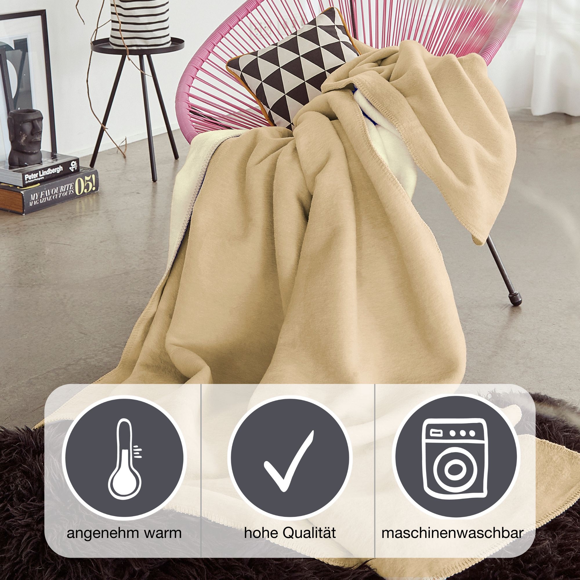 IBENA Wohndecke »Jacquard Decke Dublin«, in trendigen Pastellfarben