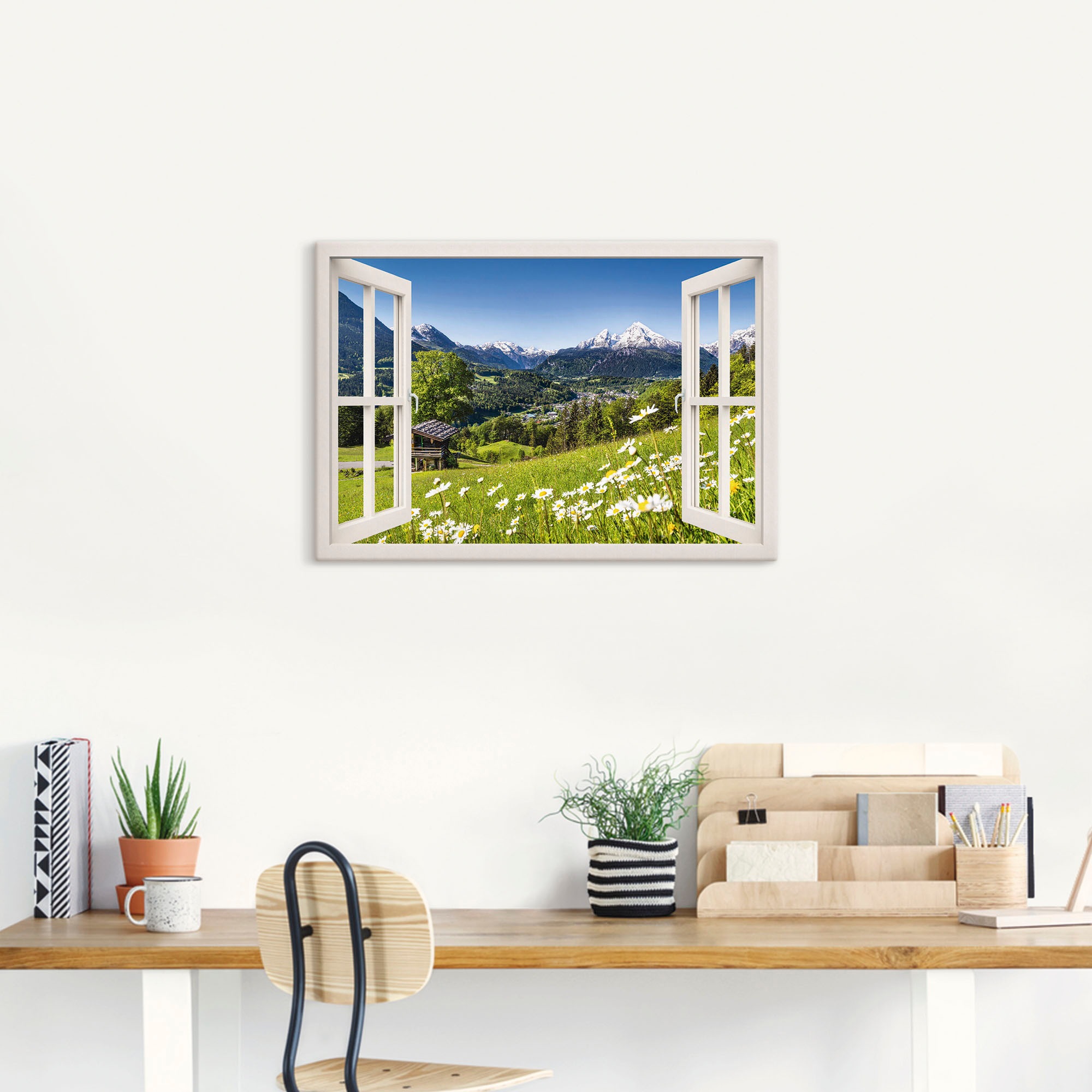 Artland Wandbild "Fensterblick Bayerischen Alpen" Berge 1 Stk. tlg. als Alu günstig online kaufen