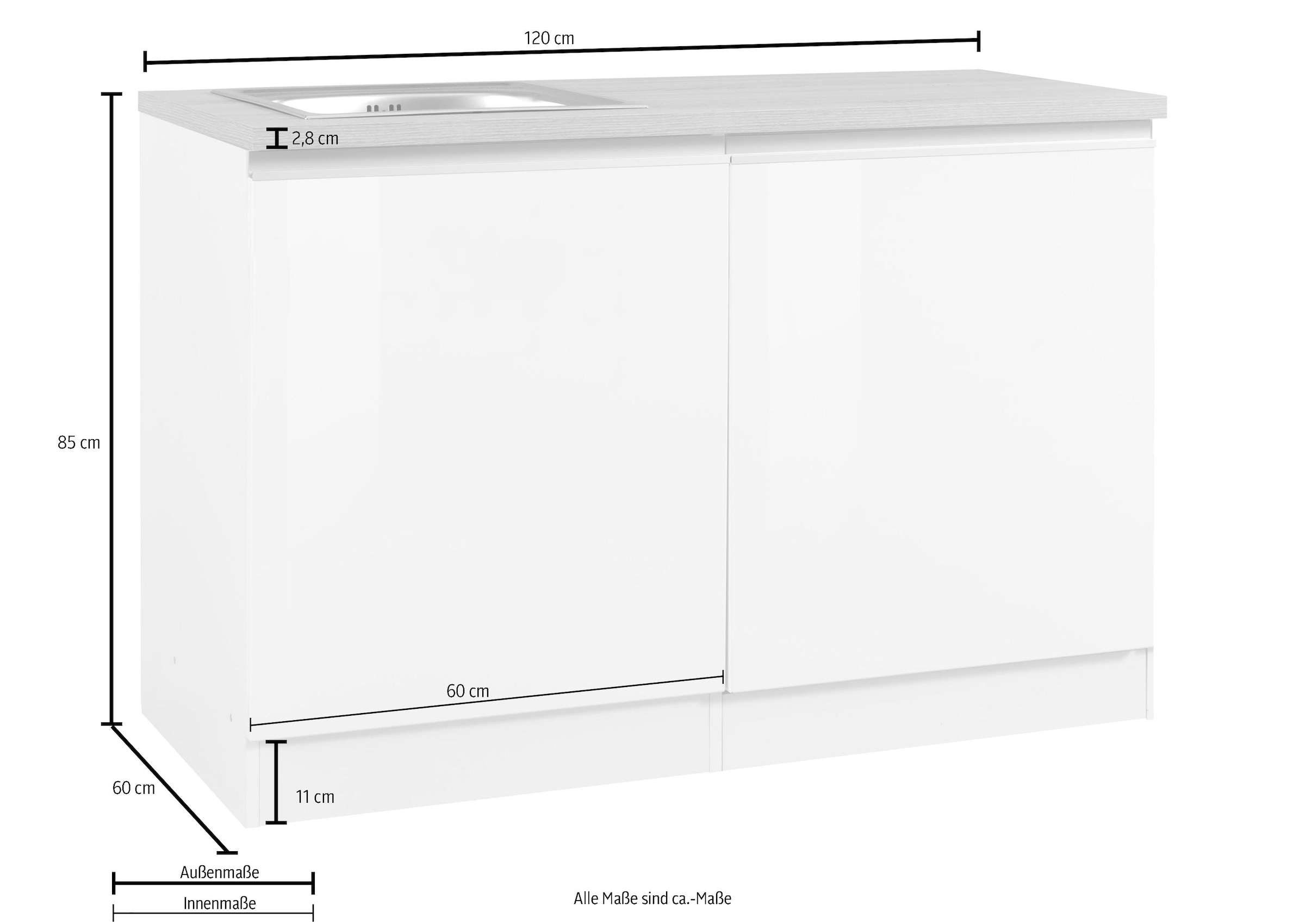 HELD MÖBEL Spülenschrank »Ohio«, Breite 120 cm, mit Tür/Sockel für  Geschirrspüler bestellen | BAUR
