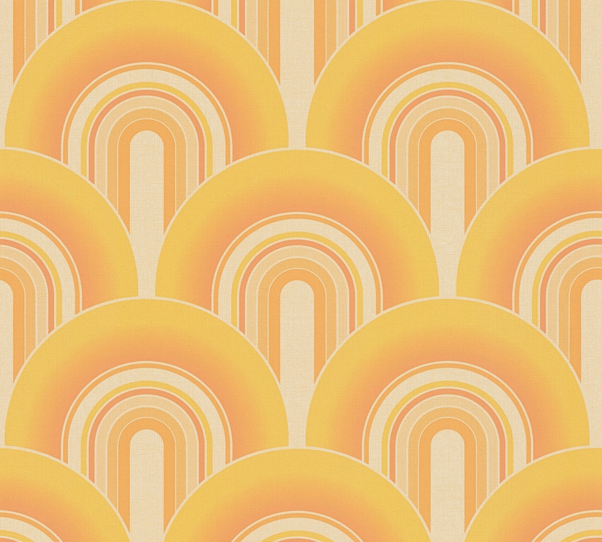 A.S. Création Vliestapete »Retro-Grafik« Retro leicht strukturiert Vliestapete Retro Art-Déco 3D-Grafik, Creme, Gelb und Orange