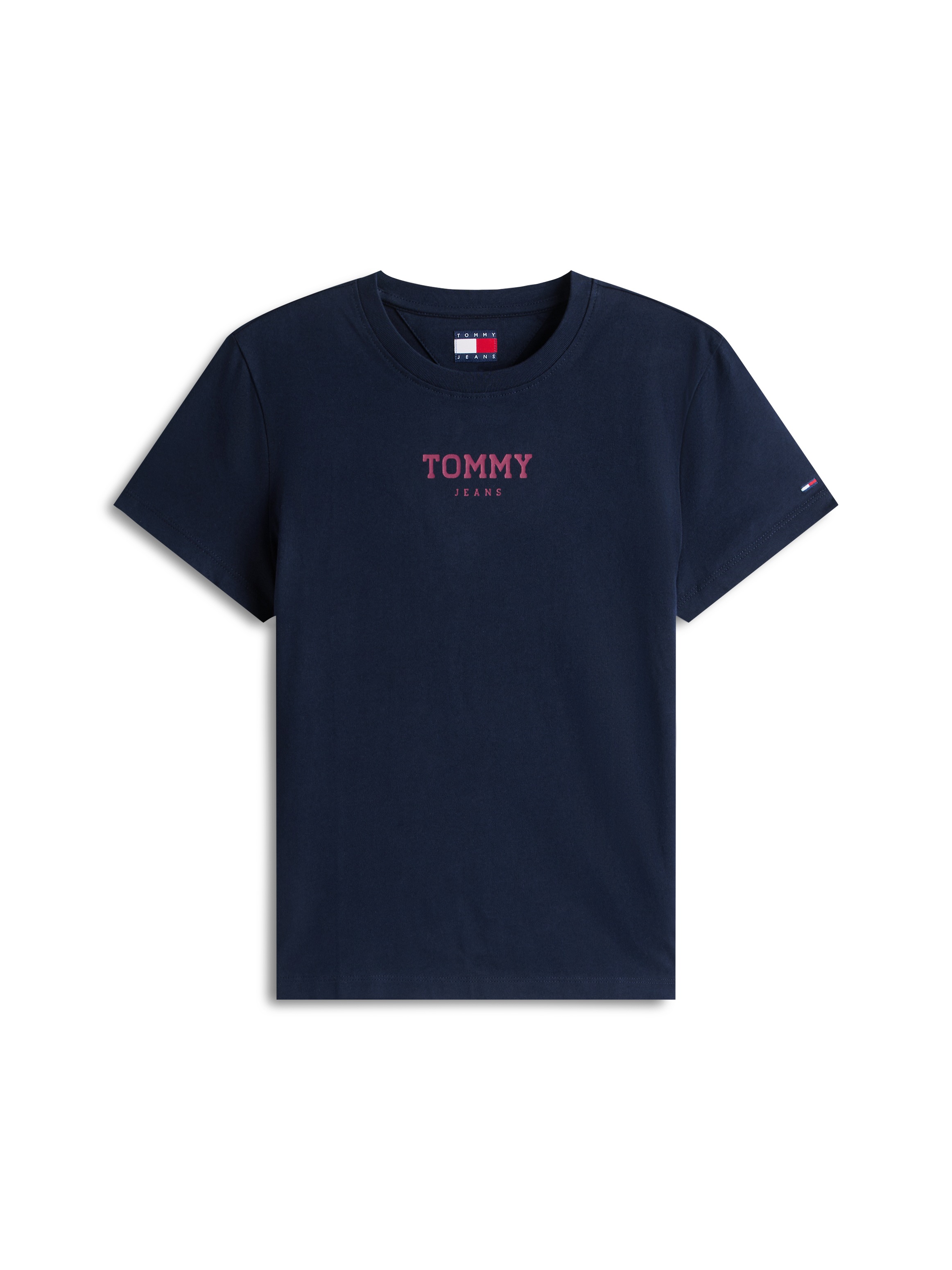 Kurzarmshirt TOMMY JEANS "TJW REG ESSENTIAL LOGO 2 TEE EXT", Damen, Gr. L (40), schwarz night navy, Single Jersey, Obermaterial: 100% Baumwolle, bedruckt, regular fit, Rundhals, Shirts 3