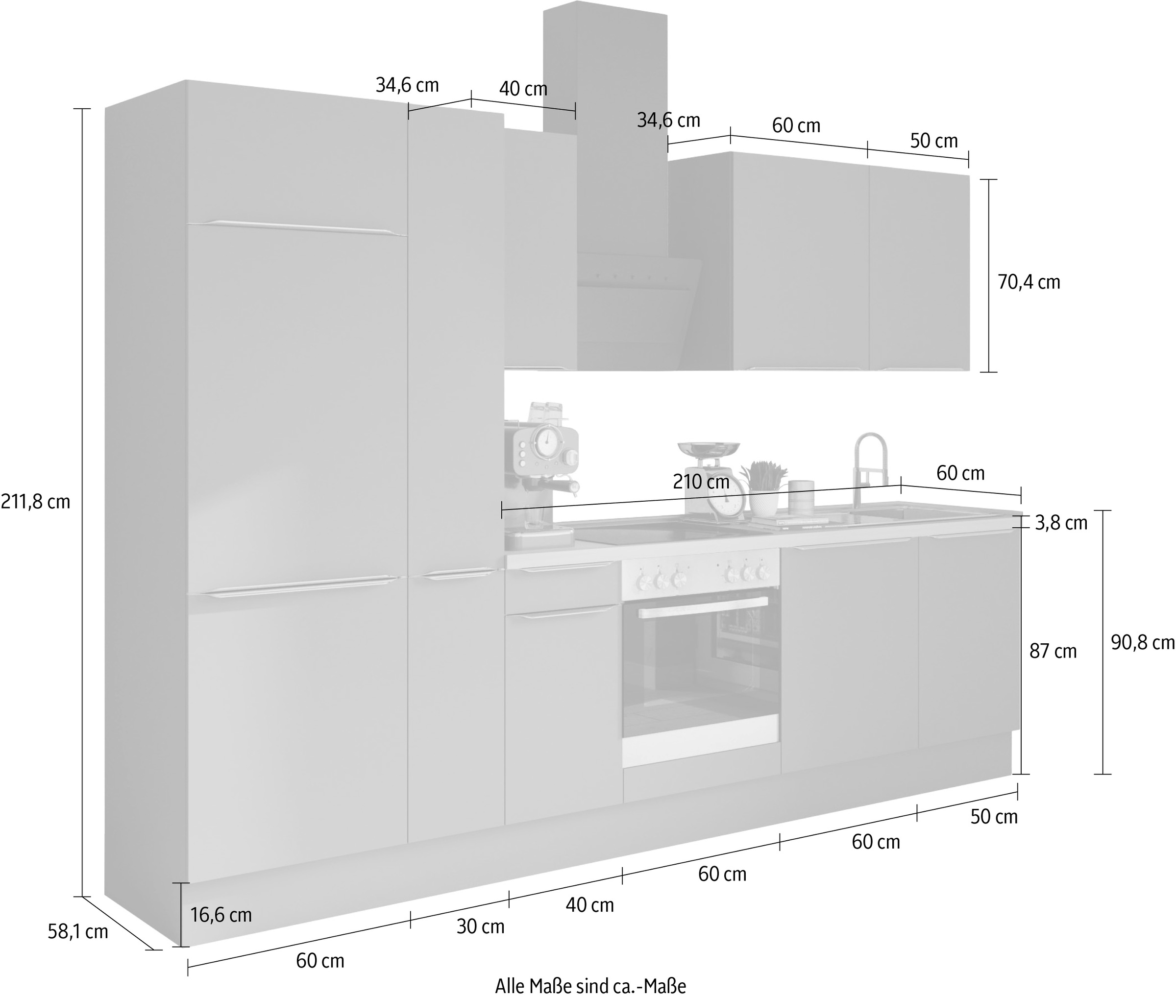 OPTIFIT Küchenzeile »Aken«, mit E-Geräten, Breite 300 cm