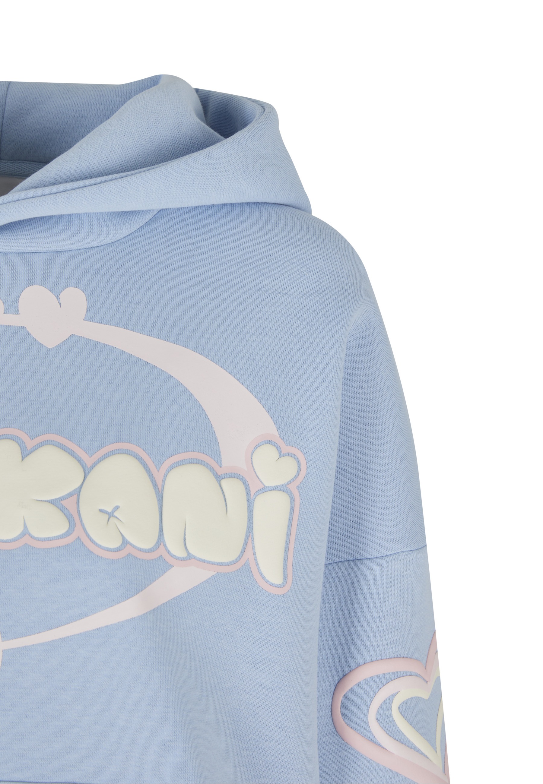 Kapuzensweatshirt KARL KANI "Karl Kani Kk Heart Os Hoodie", Damen, Gr. XXS, light blau, rose, 65% Baumwolle, 35% Polyester, bedruckt, Sweatshirts 3