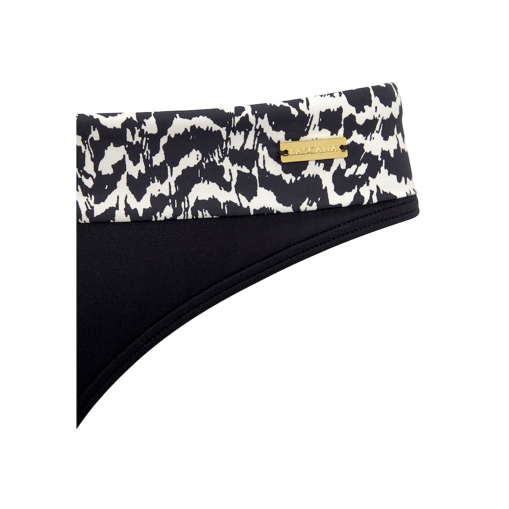 Marken LASCANA LASCANA Bikini-Hose »Clara«, mit bedrucktem Umschlagbund schwarz-creme