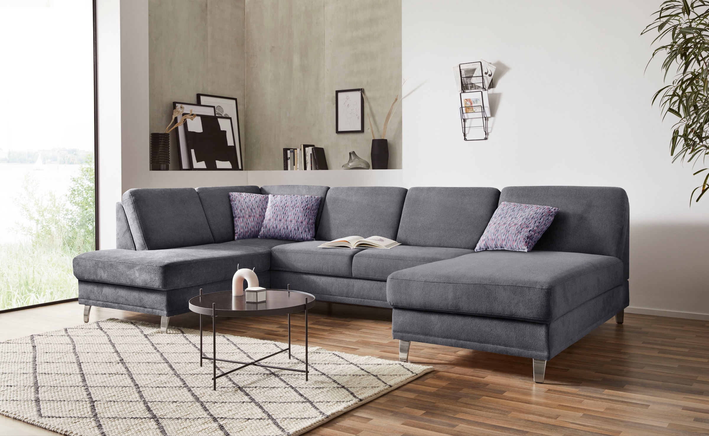 sit&more Wohnlandschaft "Clio U-Form" wahlweise mit Schlaffunktion und Bettkasten, inklusive Federkern