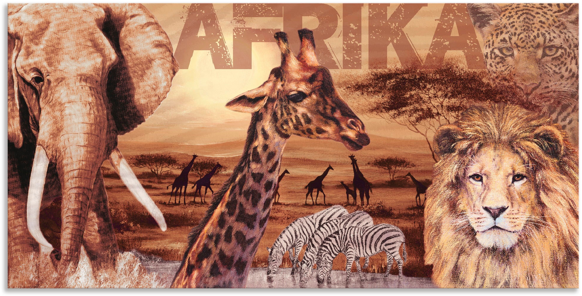Artland Wandbild "Afrika" Wildtiere 1 Stk. tlg. als Alubild, Leinwandbild, günstig online kaufen