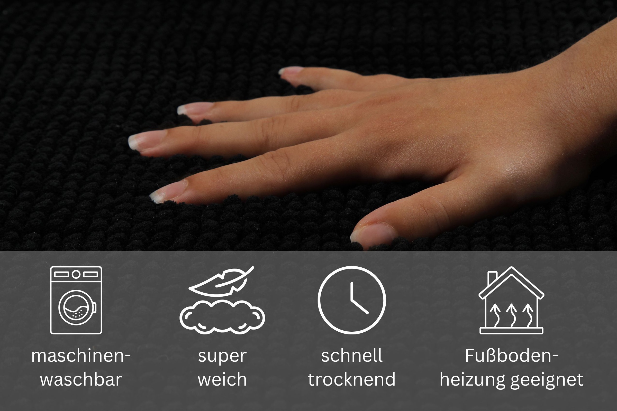 Thumbnail - OTTO home Badematte "Kaelan, weicher Chenille" Höhe 14 mm rutschhemmend beschichtet fußbodenheizungsgeeignet Badvorleger...