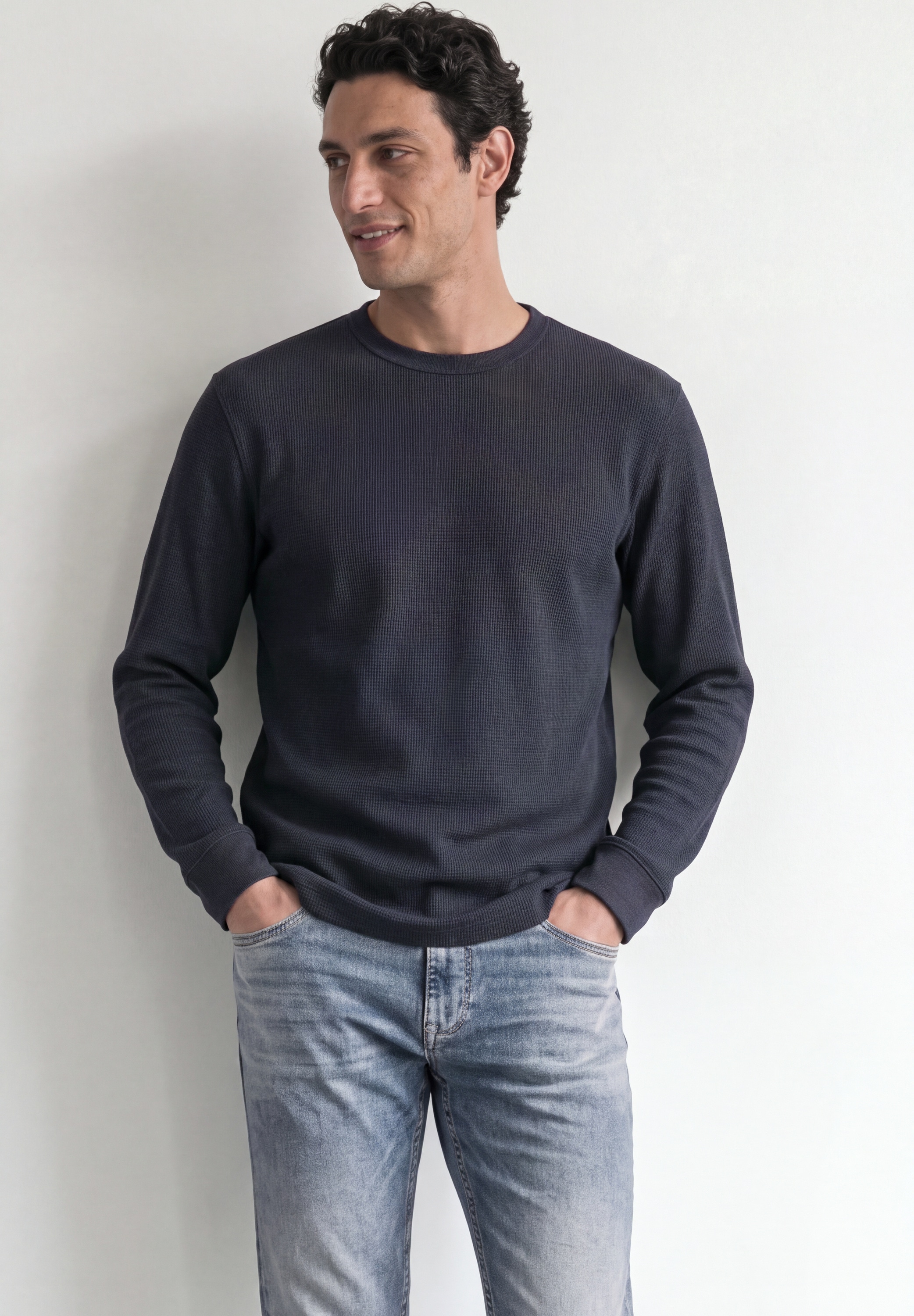 STREET ONE MEN Langarmshirt mit Rundhalsausschnitt
