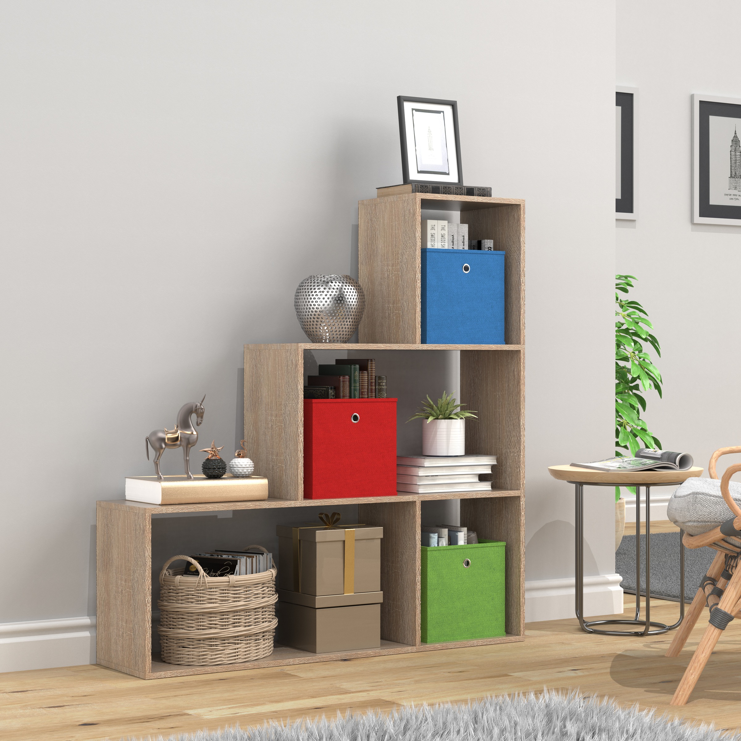 VCM Standregal »VCM Holz Stand Treppenregal Stufenregal Standregal Raumteiler Bücherregal Dubila M«
