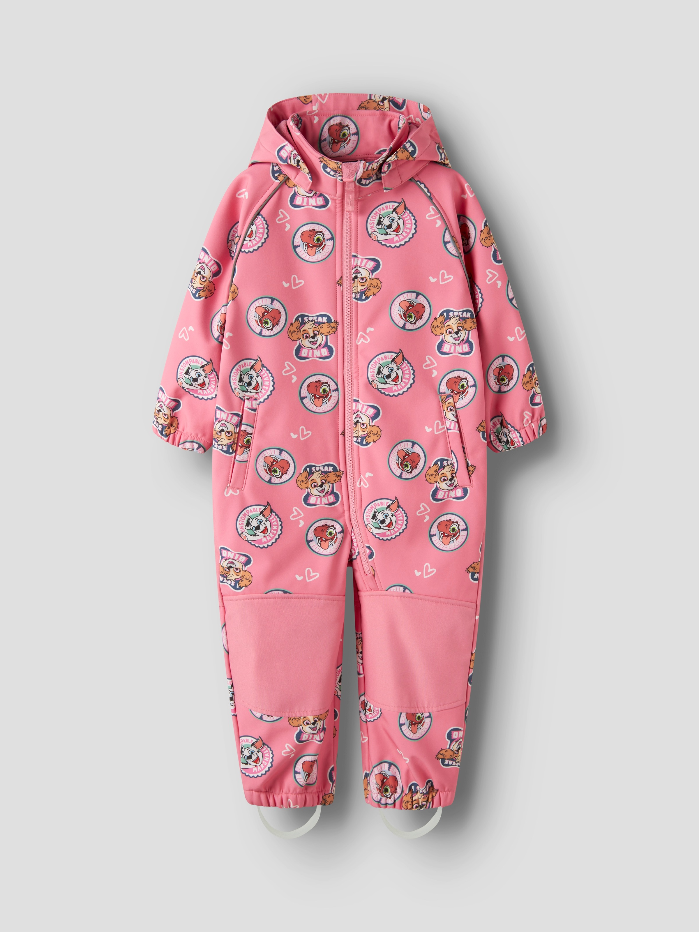 Name It Softshelloverall "NMFALFA08 PAW SOFTSHELL SUIT NOOS CPLGM" Materialmix mit abnehmbarer Kapuze und reflektierenden Details.