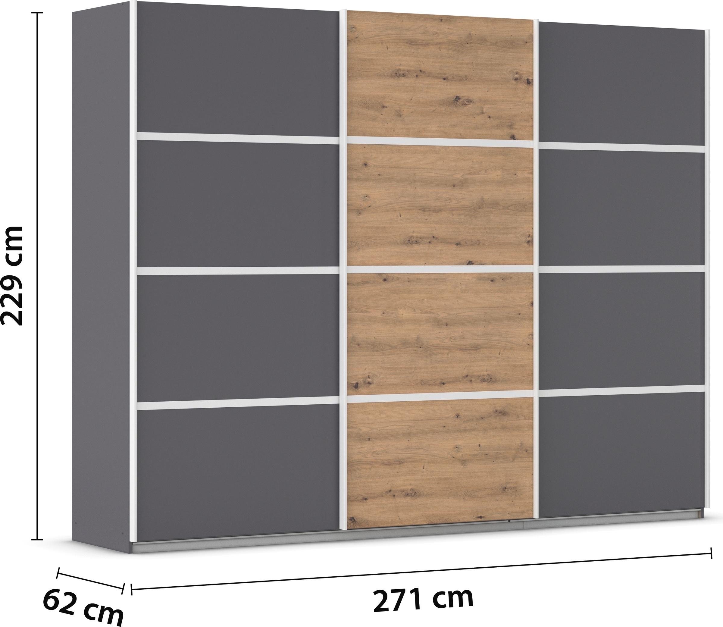 rauch Kleiderschrank »Schwebetürenschrank OTTO´s Choice Garderobe Schrank TOP ANGEBOT Avola«, (in 3 verschiedenen Ausstattungen BASIC/CLASSIC/PREMIUM), mit eleganten Zierleisten in Chrom, Schwarz oder Weiß MADE IN GERMANY