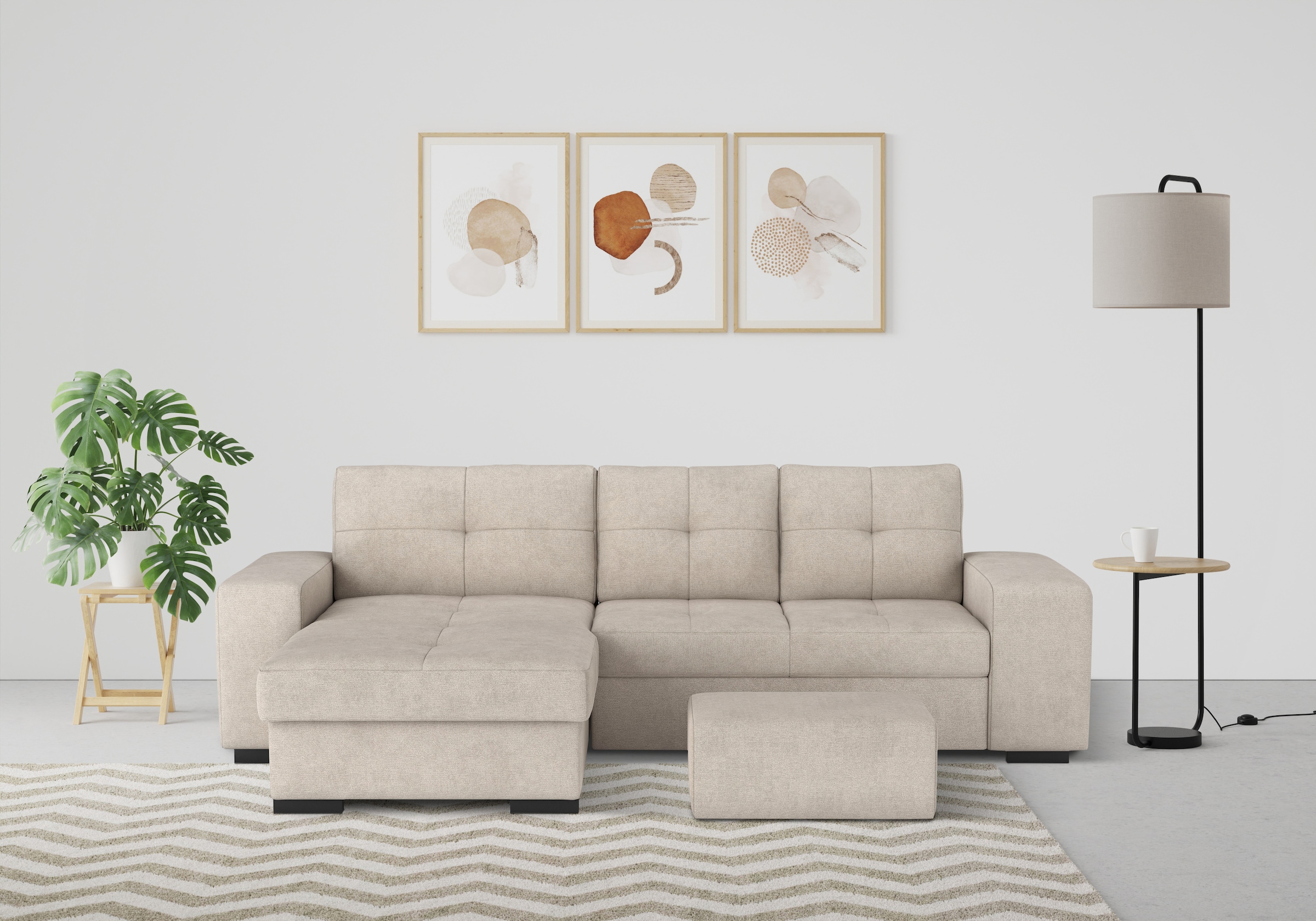 COTTA Ecksofa "Mattina L-Form", mit Hocker, wahlweise mit Bettfunktion & Be günstig online kaufen