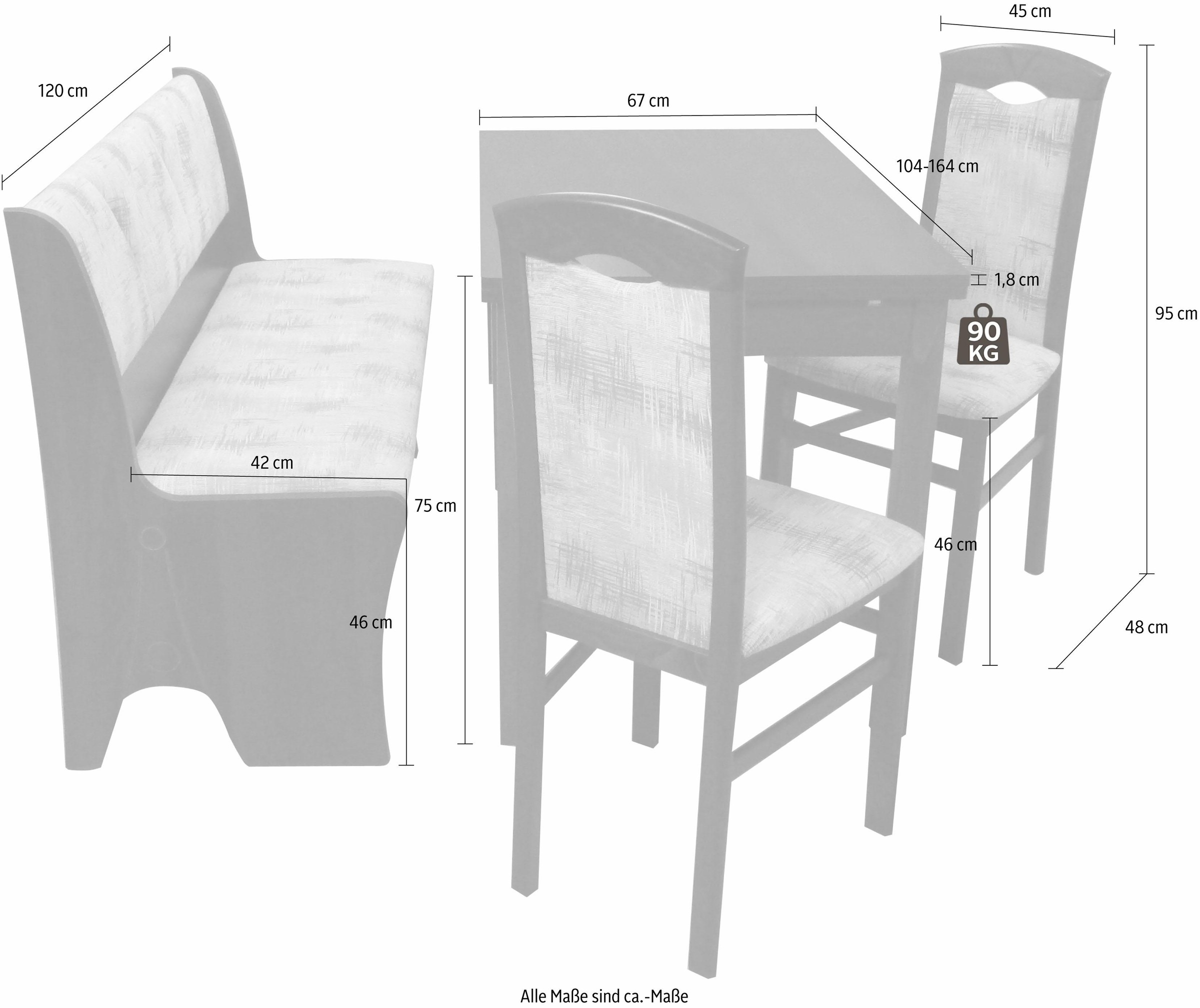 Home affaire Essgruppe »Halle«, (Set, 4 tlg.), mit Truhenbank