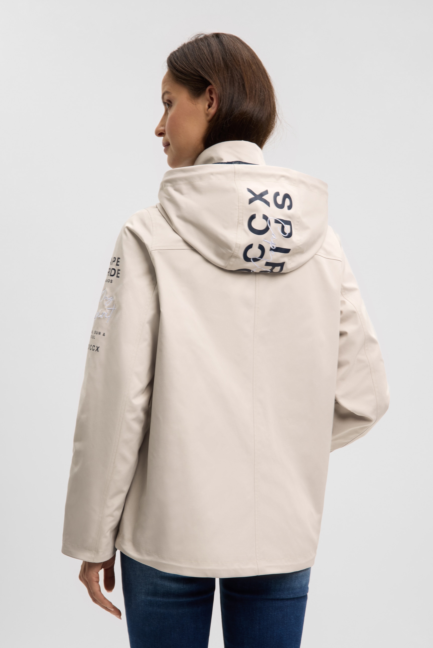 SOCCX Outdoorjacke mit Kapuze mit verstellbarem Gummizug im Saum