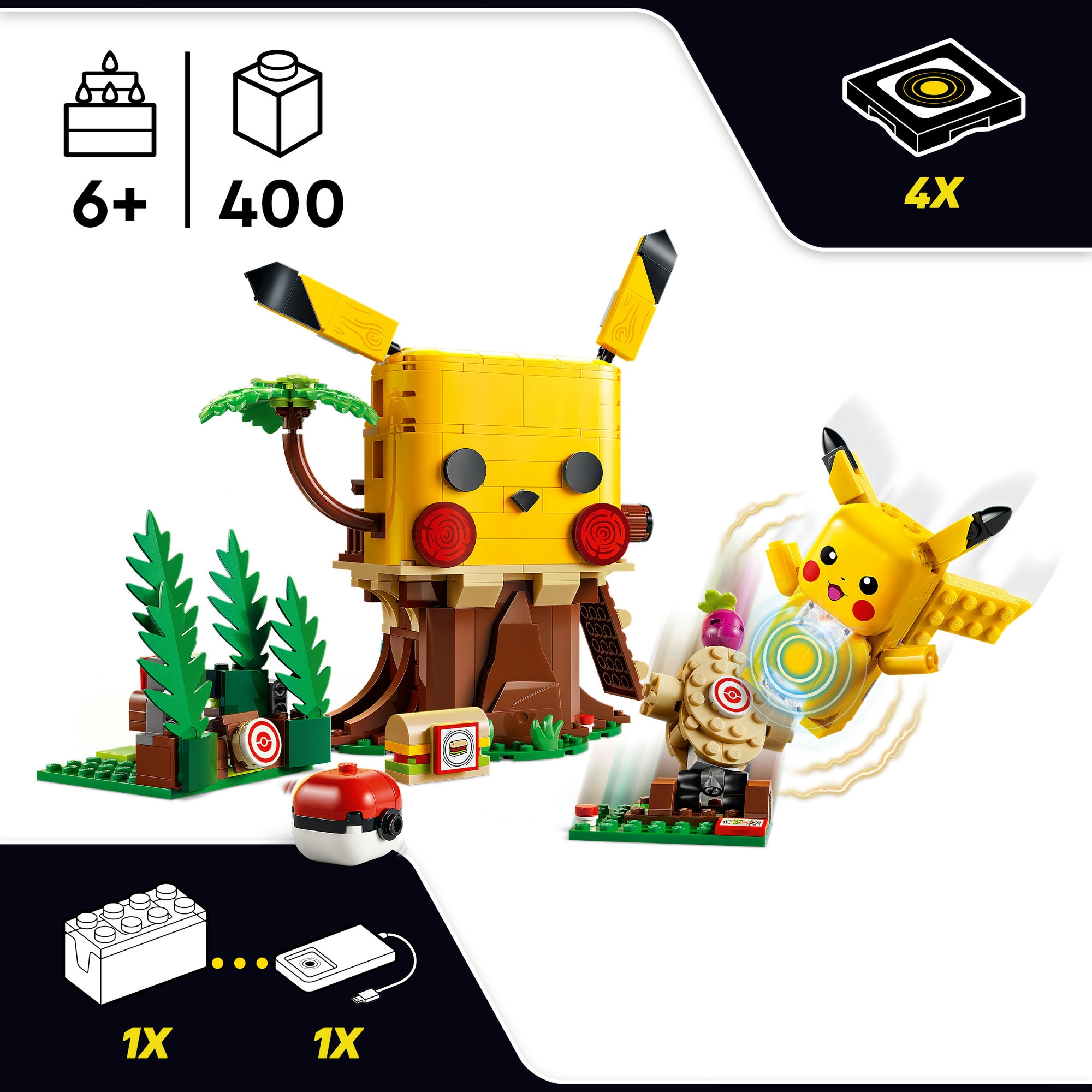 LEGO® Konstruktionsspielsteine »SMART Play™  Trainingshaus mit Pikachu (72164), LEGO Pokémon« inklusive SMART Brick; mit Licht- und Soundeffekten