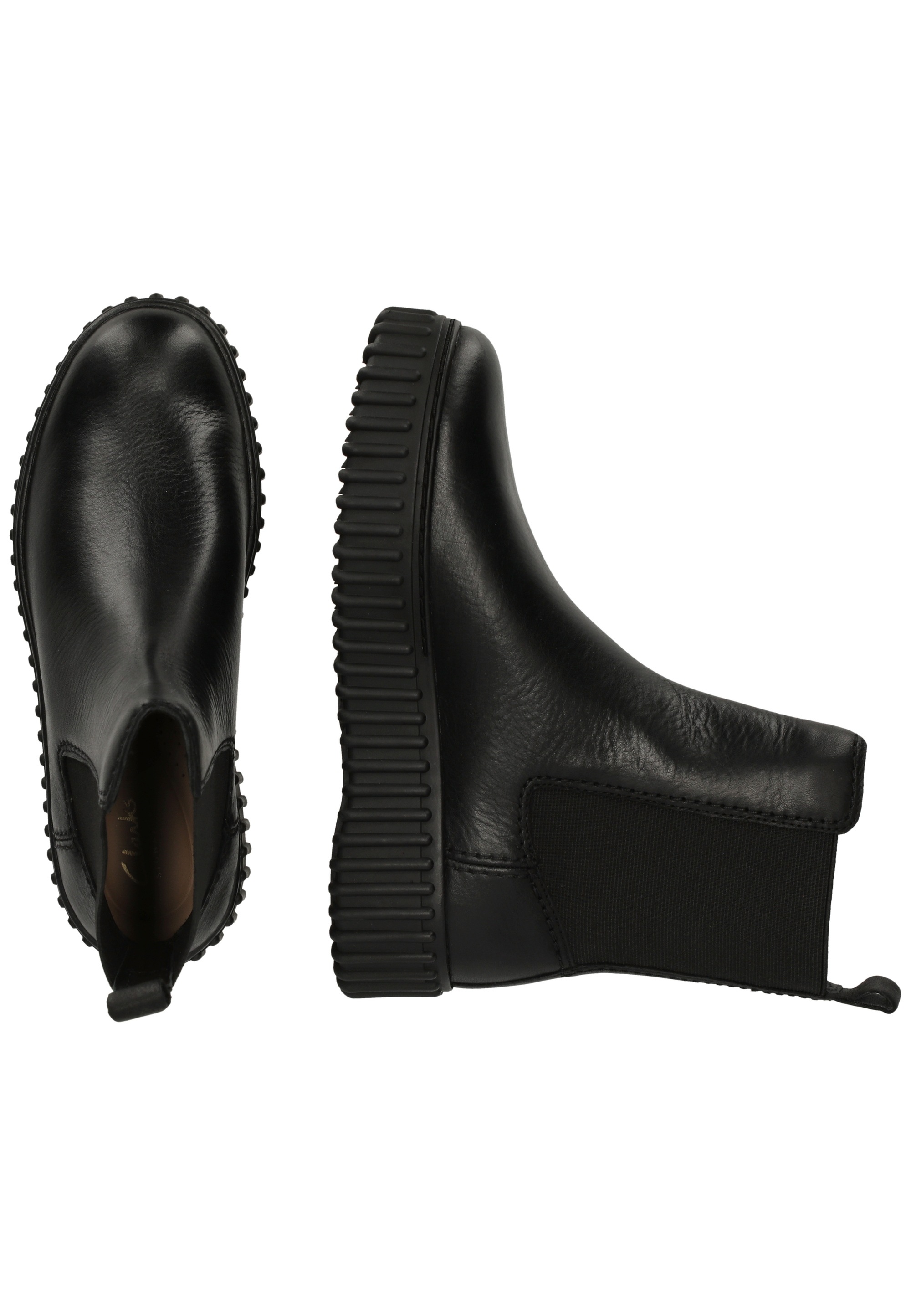 Clarks Stiefelette »Torhill Maple Black Leather«  mit charakteristischer, gerippter Sohle