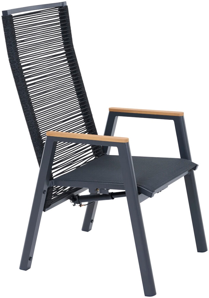 Siena Garden Gartensessel »BOLOGNA Move Sessel« Aluminiumgestell, Rope Geflecht, Armlehnen aus Teak FSC 100%