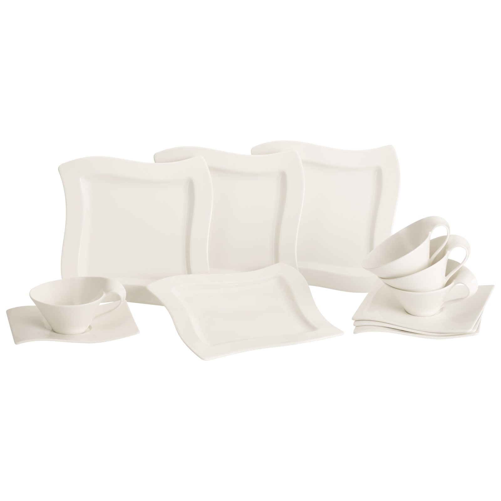 Villeroy & Boch "Teeservice NewWave 12er Set weiß" Spülmaschinengeeignet, Mikrowellengeeignet